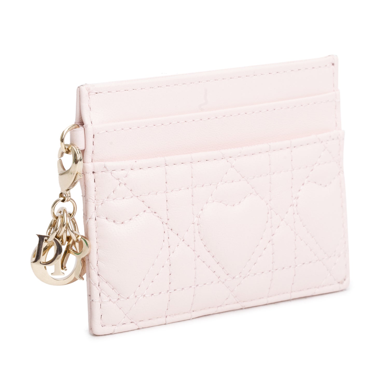 Christian Dior 2025 Pink Cannage Lambskin Lucky Lady Dior Freesia Card Holder w/ Box