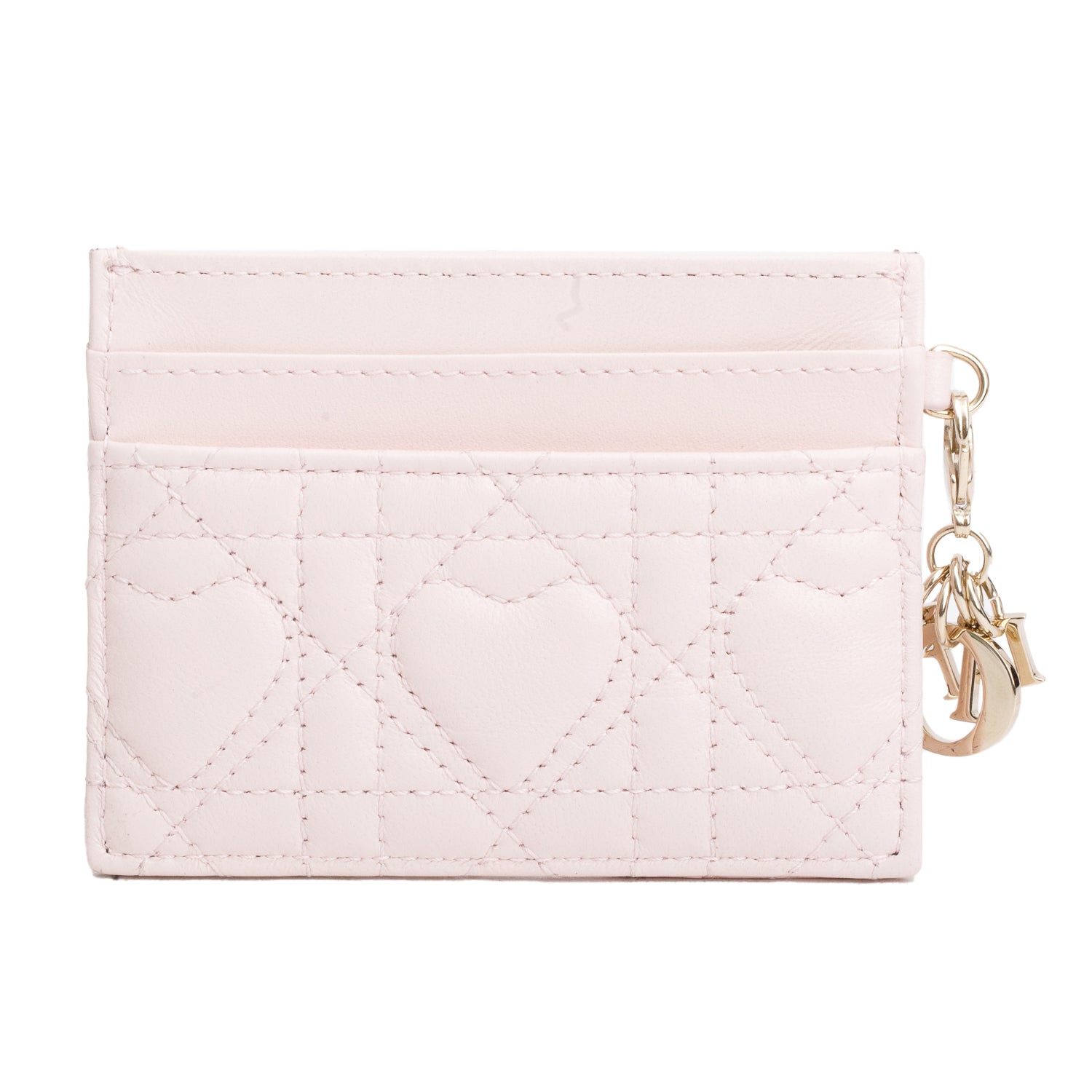 Christian Dior 2025 Pink Cannage Lambskin Lucky Lady Dior Freesia Card Holder w/ Box