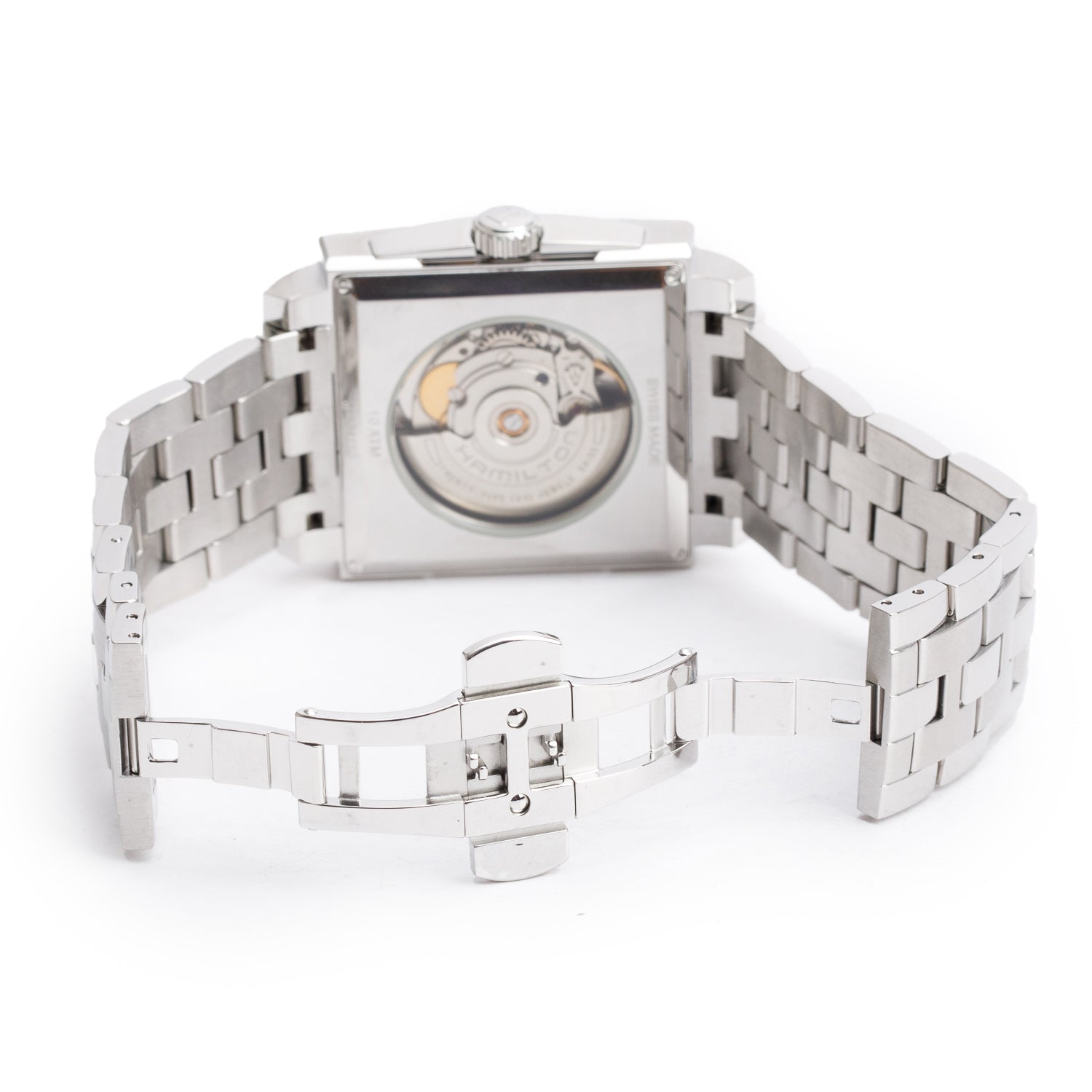 Hamilton Stainless Steel Jazzmaster Classic Square Automatic Watch H324150 Black Dial