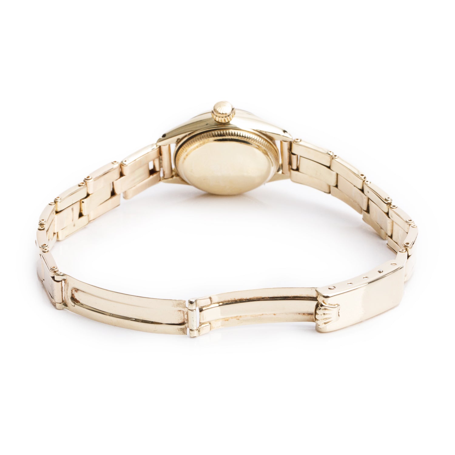 Rolex Vintage 10k Yellow Gold Oyster Perpetual Bubble Back 24 MM Watch Silver Dial 5003