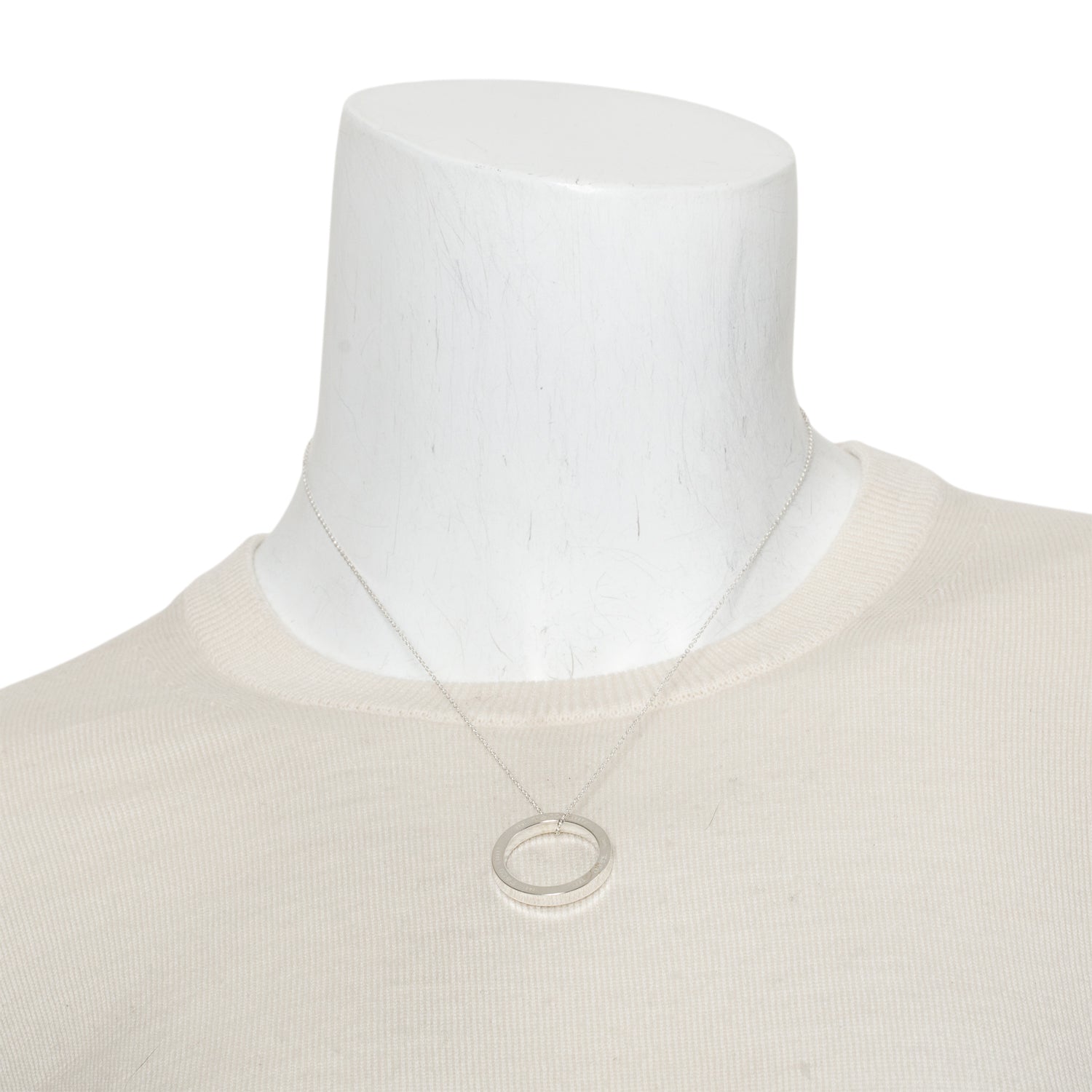 Tiffany & Co. Sterling Silver Large 1837 Circle Pendant Necklace