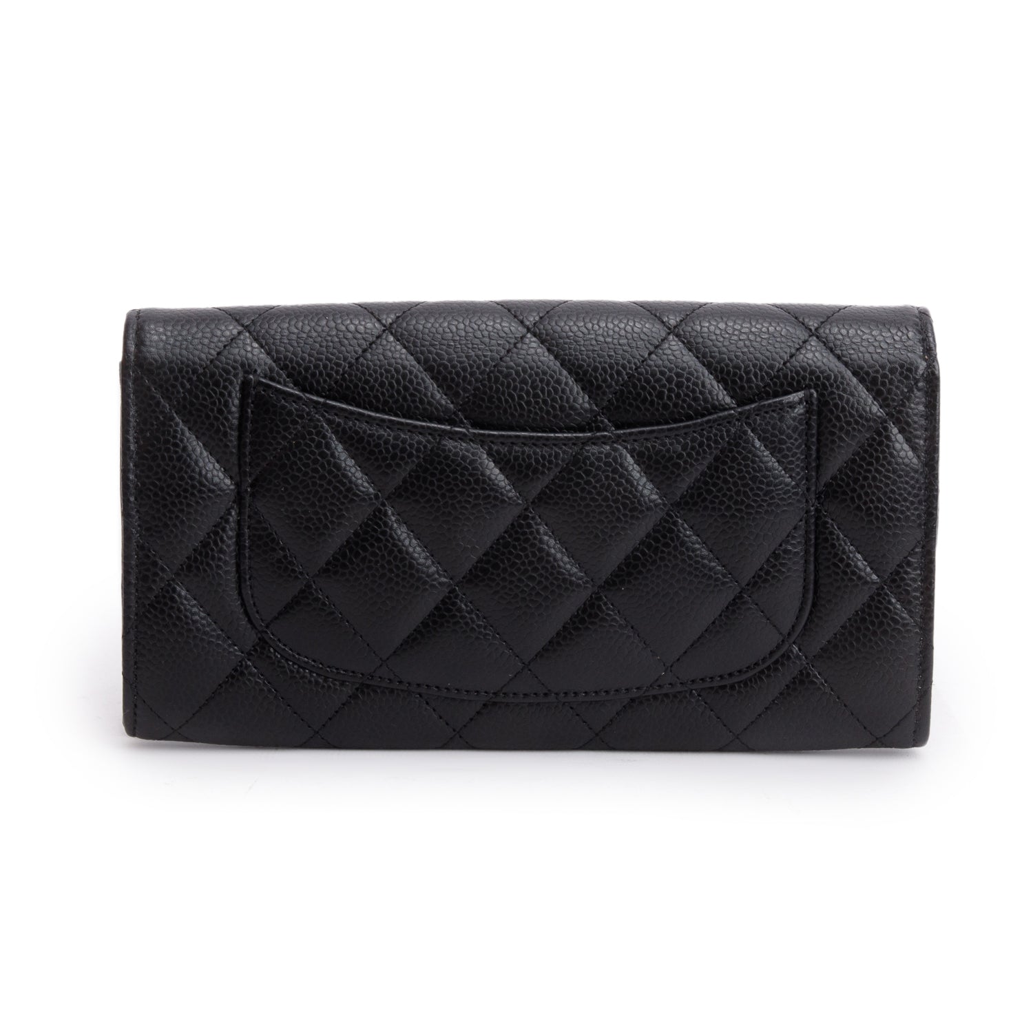 Chanel Black Caviar Leather Classic Long Flap Wallet w/ Box