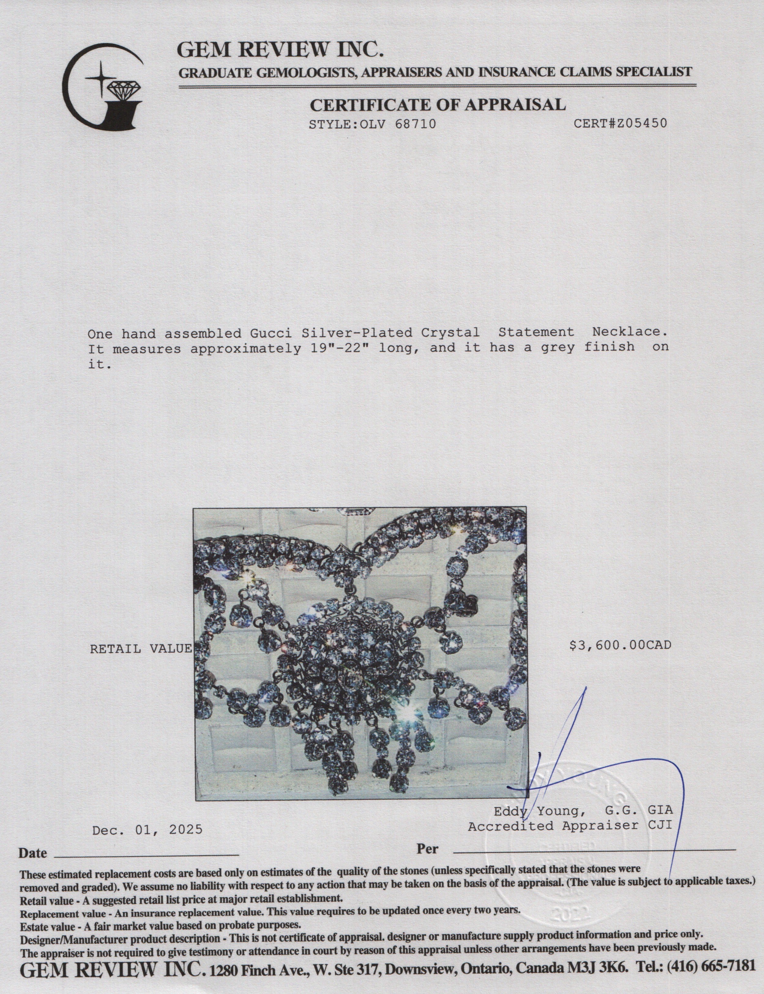 Gucci Silver-Plated Crystal Statement Necklace