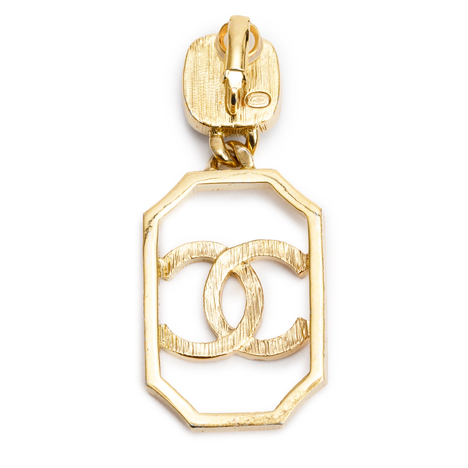 Chanel 2020 Gold-Plated Blue Stone CC Drop Earrings