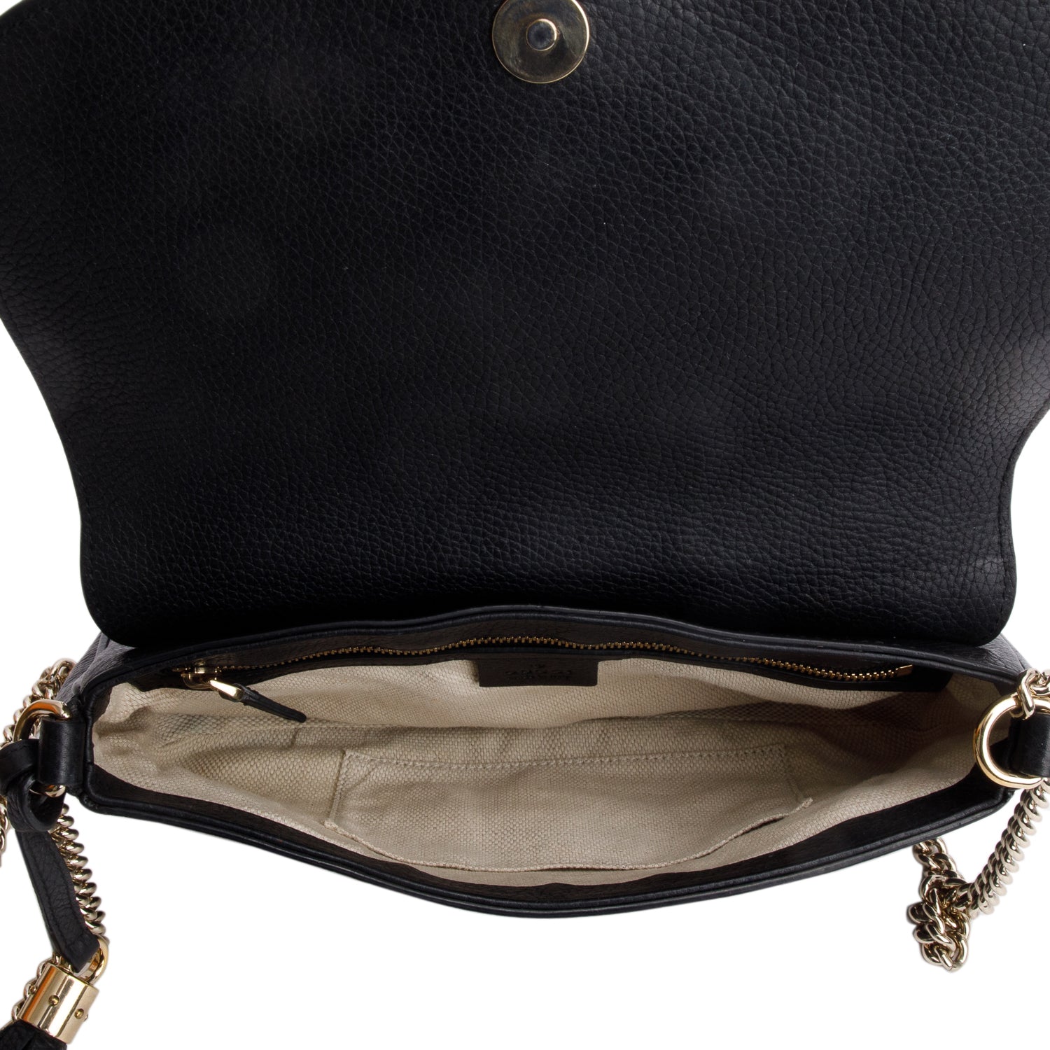 Gucci Black Pebbled Calfskin Medium Soho Chain Crossbody Bag w/ Box