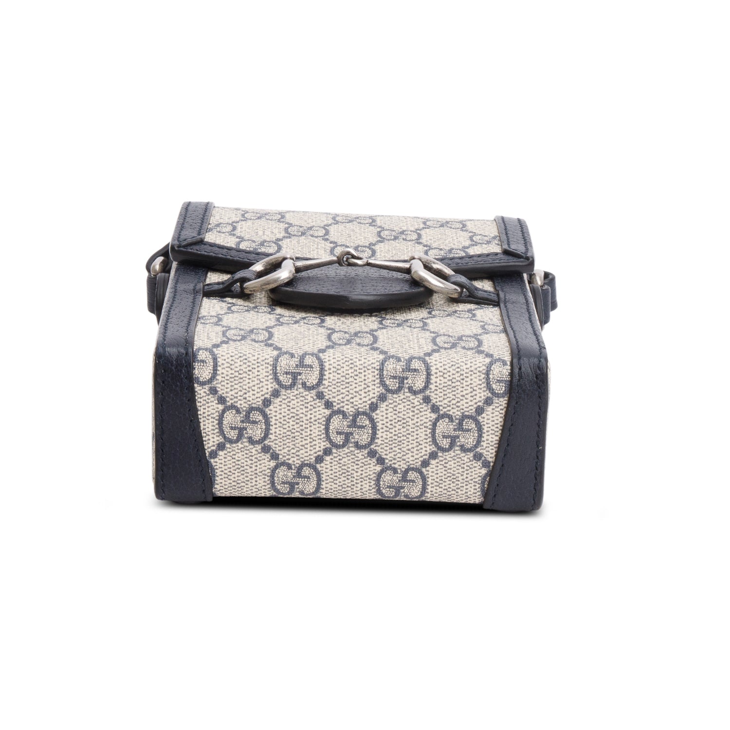 Gucci Black GG Supreme Denim Monogram Mini Horsebit 1955 Crossbody Bag