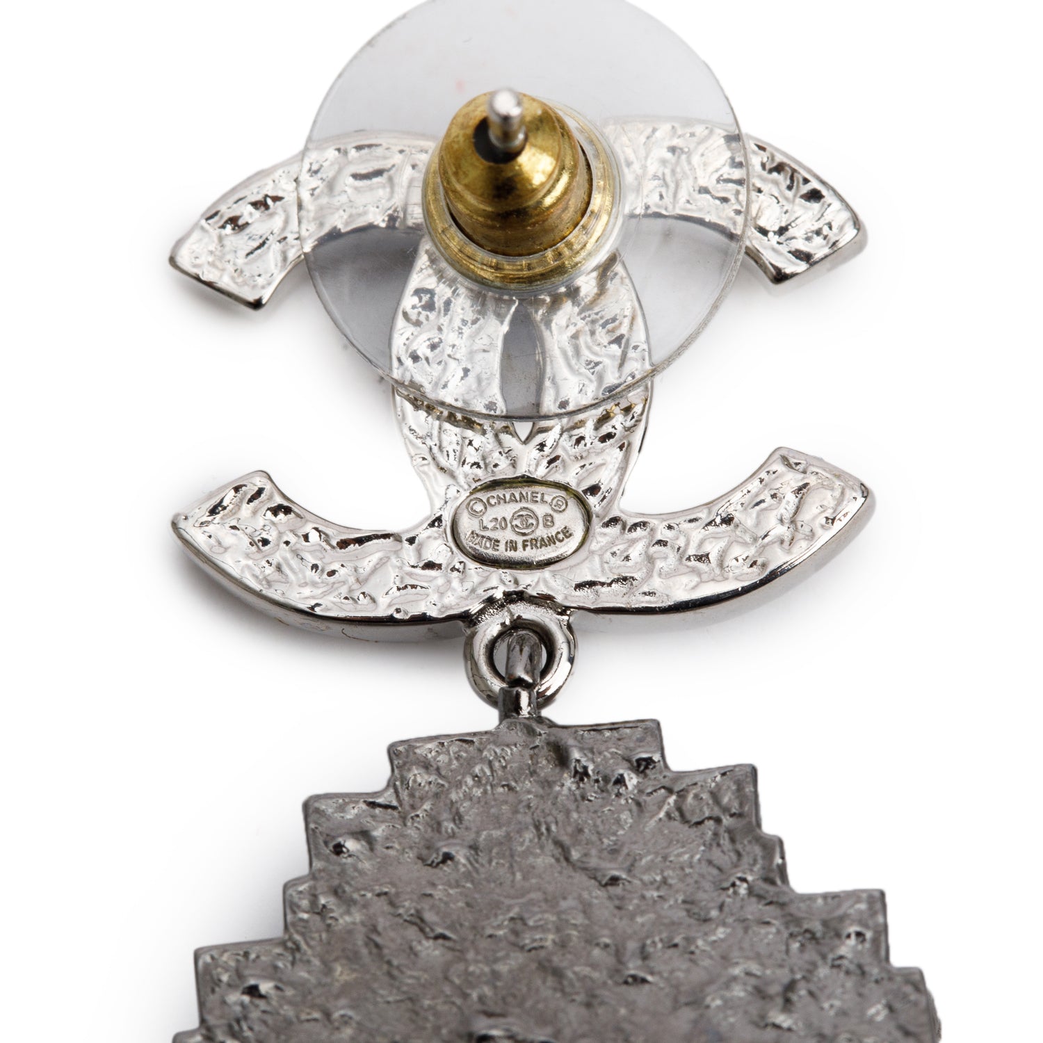 Chanel 2020 Silver & Rhodium Plated Strass CC 'CHA-NEL' Fringe Drop Earrings w/ Box