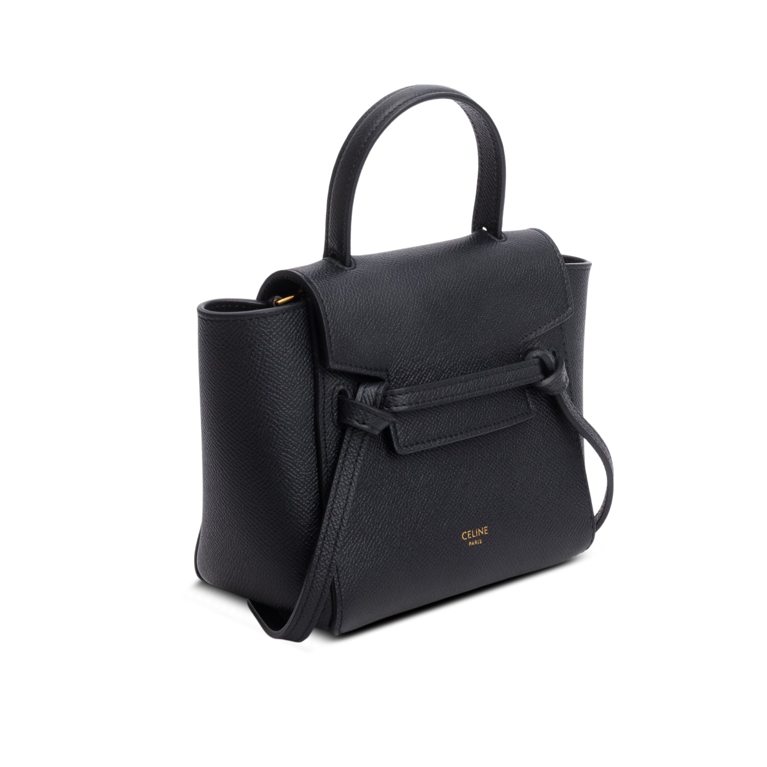 Celine 2023 Black Grained Calfskin Pico Belt Bag w/ Strap