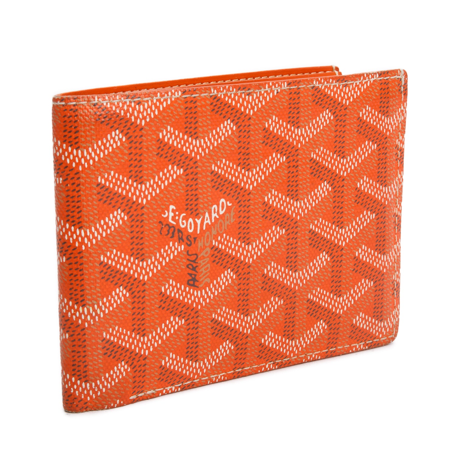 Goyard 2022 Orange Goyardine Victorie Bifold Wallet w/ Box