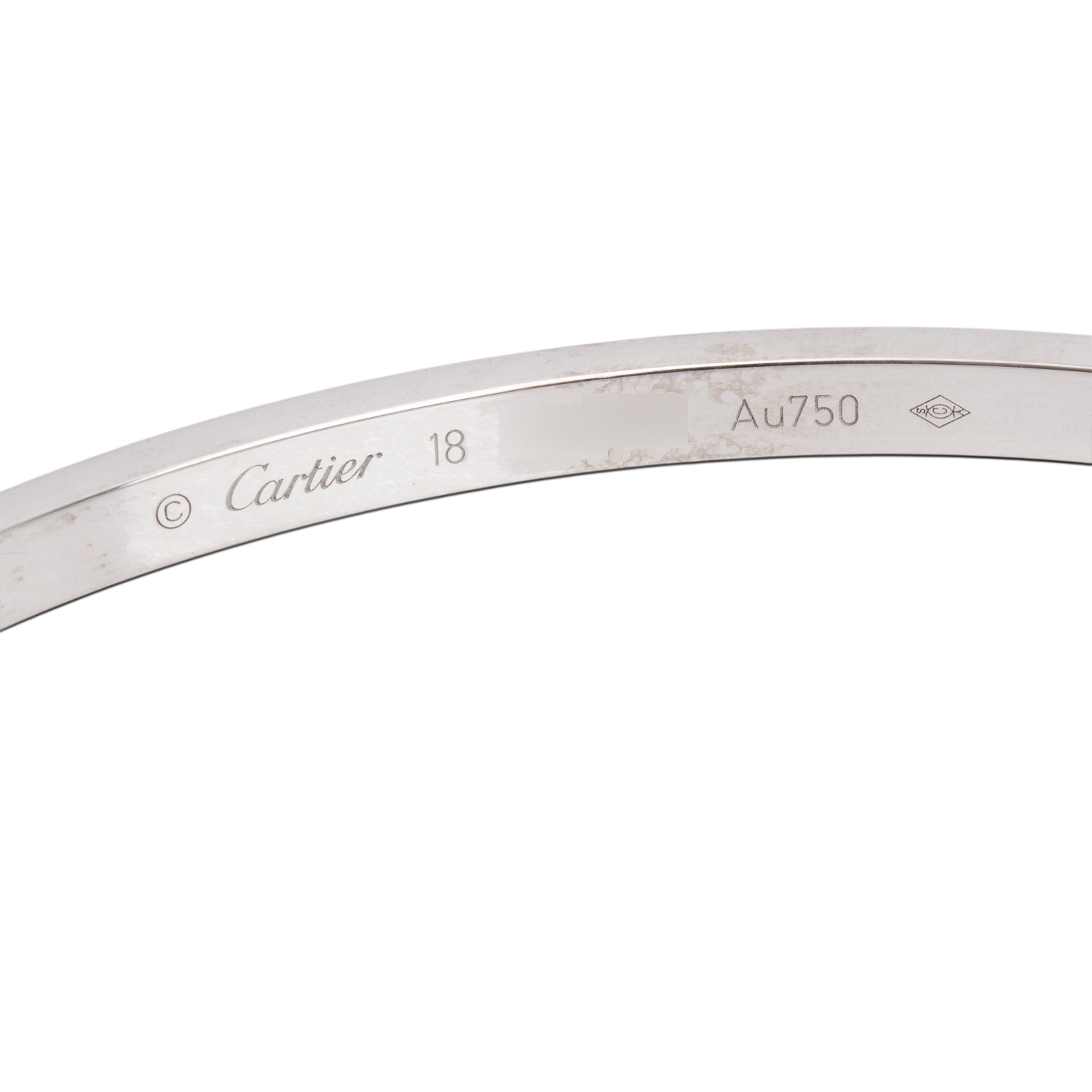 Cartier 2021 18k White Gold 6 Diamond Love Bracelet, Small Model, Size 18 w/ Box & Certificate