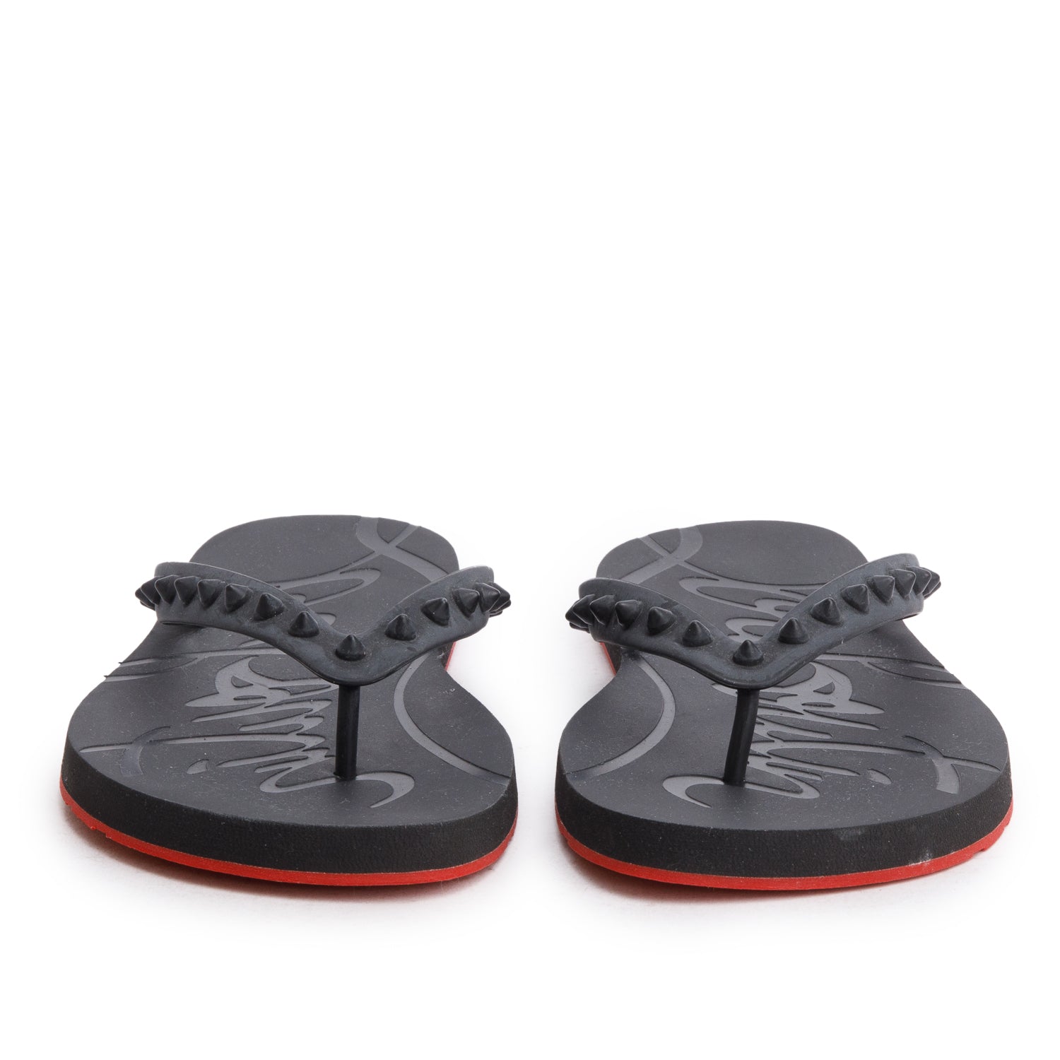 Christian Louboutin Black Rubber Stud Accent Flip Flops, Men's Size 45