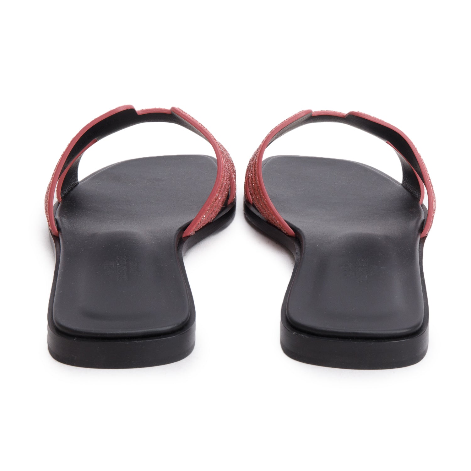 Hermes Rose de Venise Suede Goatskin Crystal Embellished Oran Sandals, Size 39