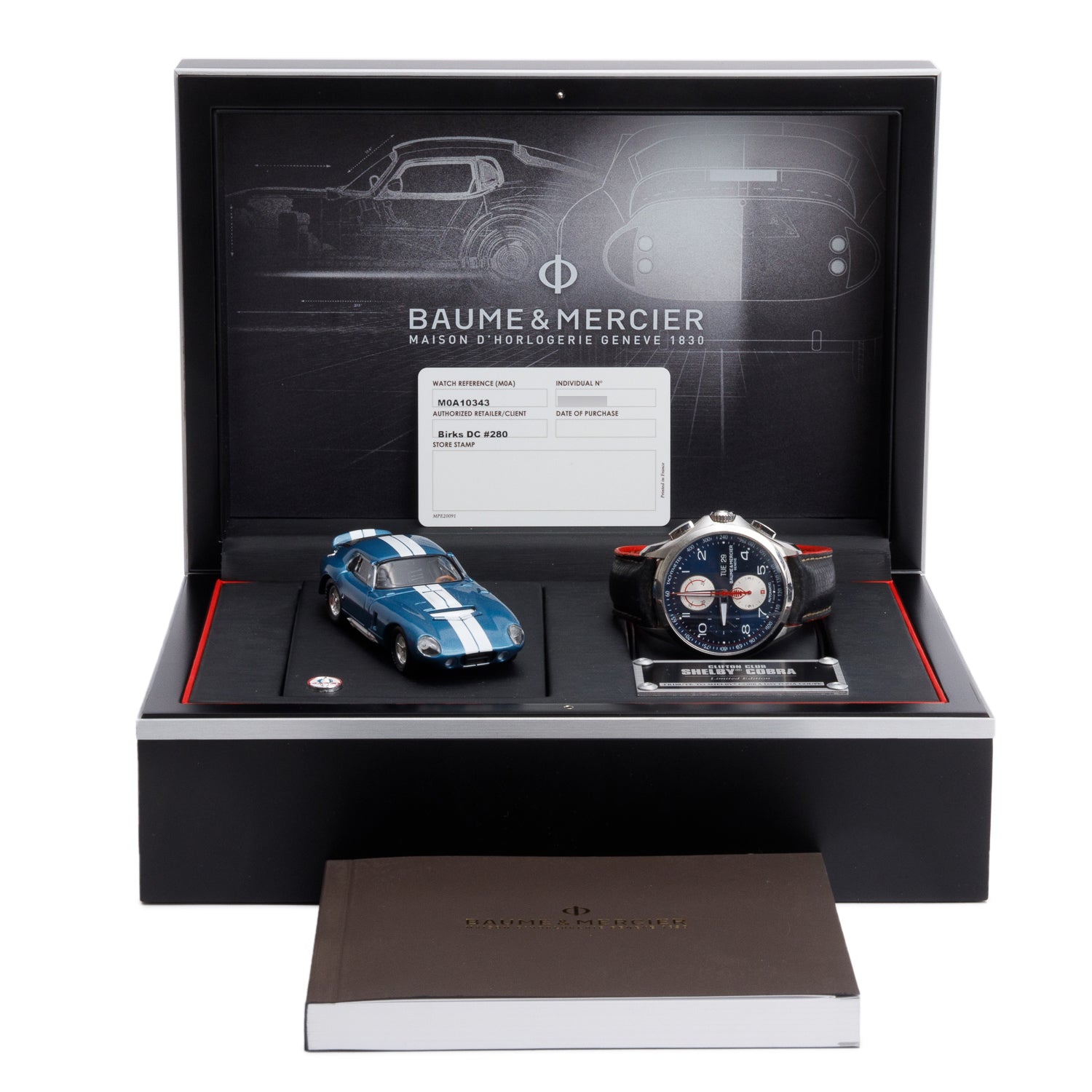 Baume & Mercier Stainless Steel Clifton Club Shelby Cobra Limited Edition 44 MM Chronograph Automatic Watch w/ Box & Papers