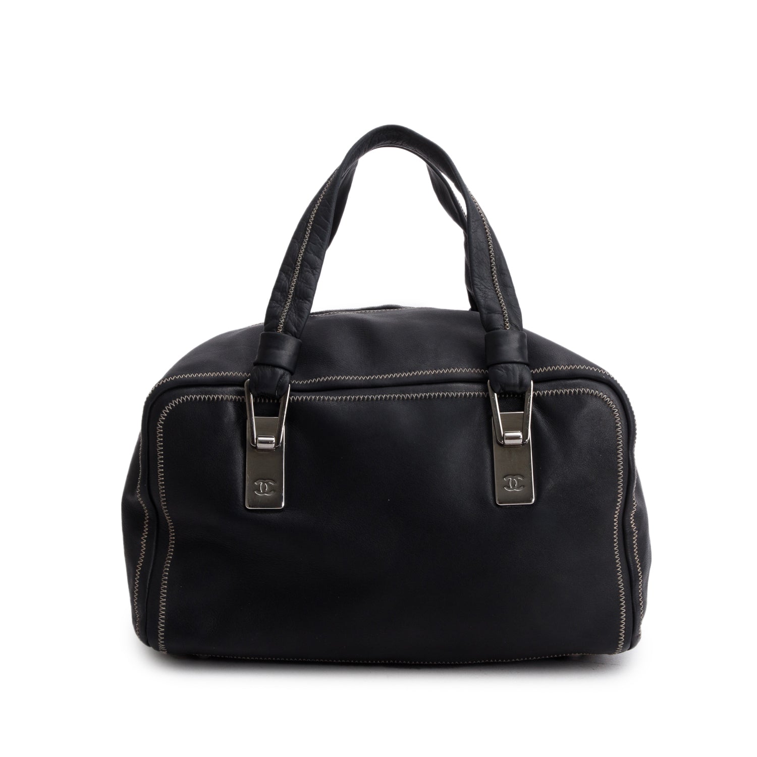 Chanel Black Lambskin Bowler Bag