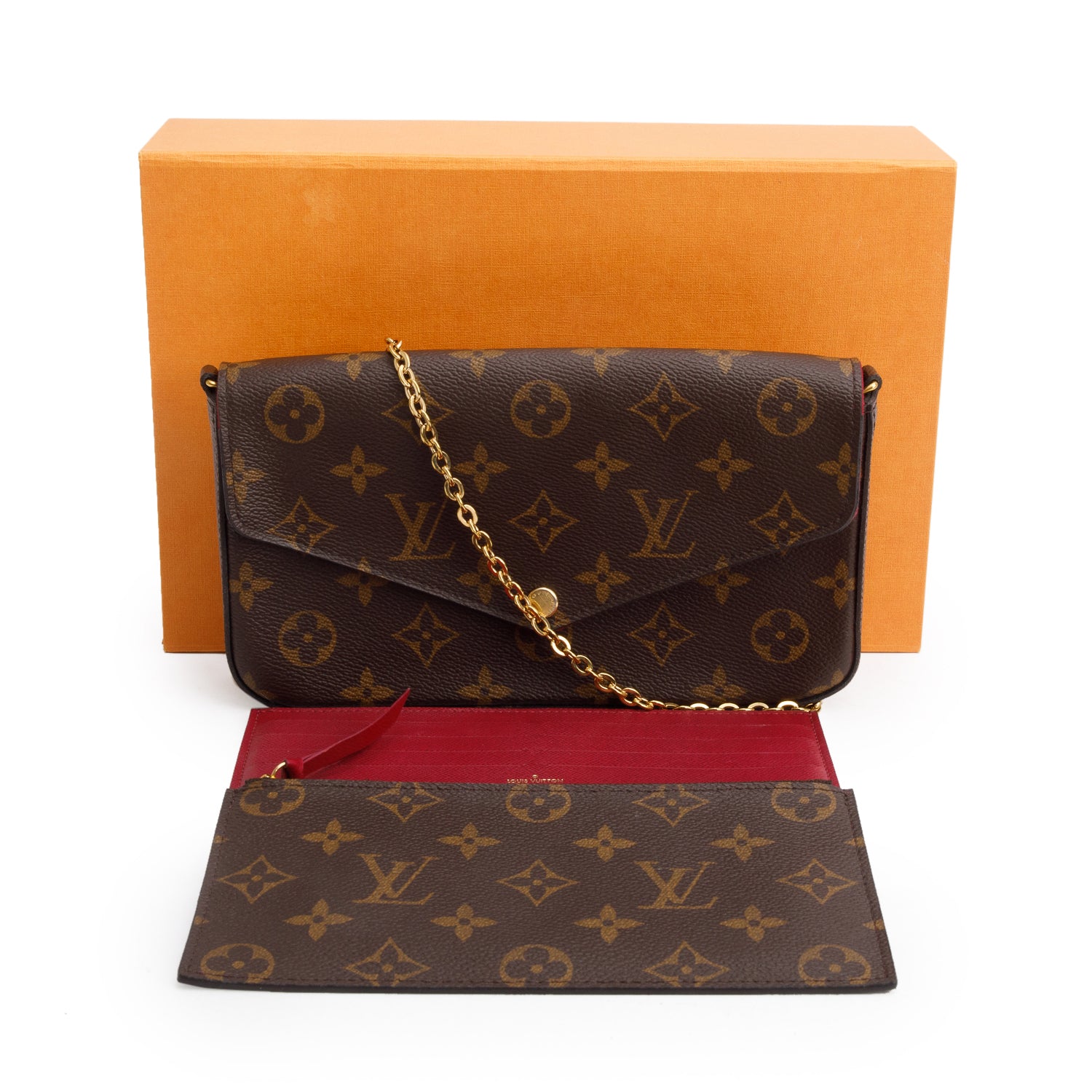 Louis Vuitton Fuschia Monogram Pochette Felicie Wallet on Chain w/ Inserts & Box