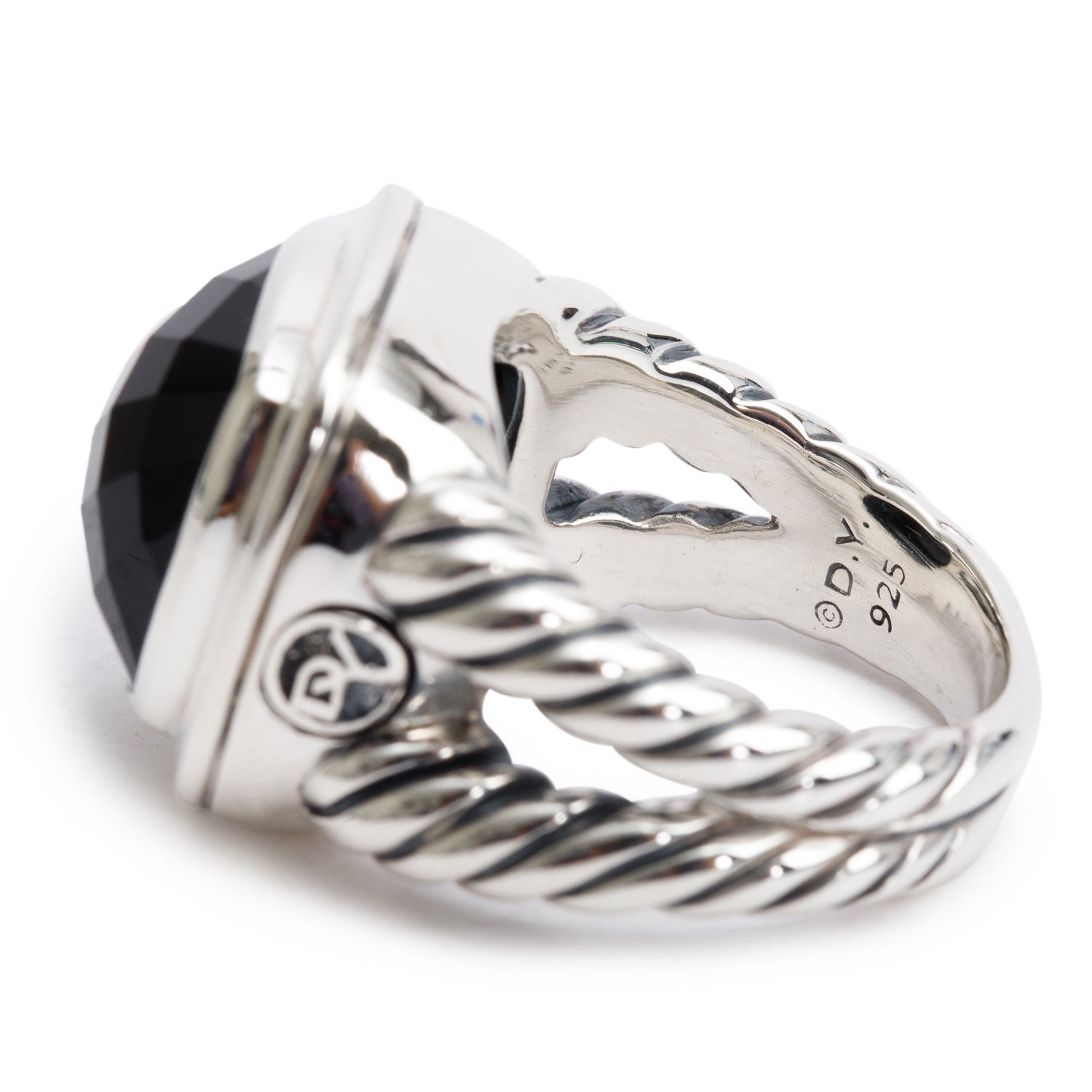 David Yurman Sterling Silver Black Onyx Albion Ring, Size 7.75