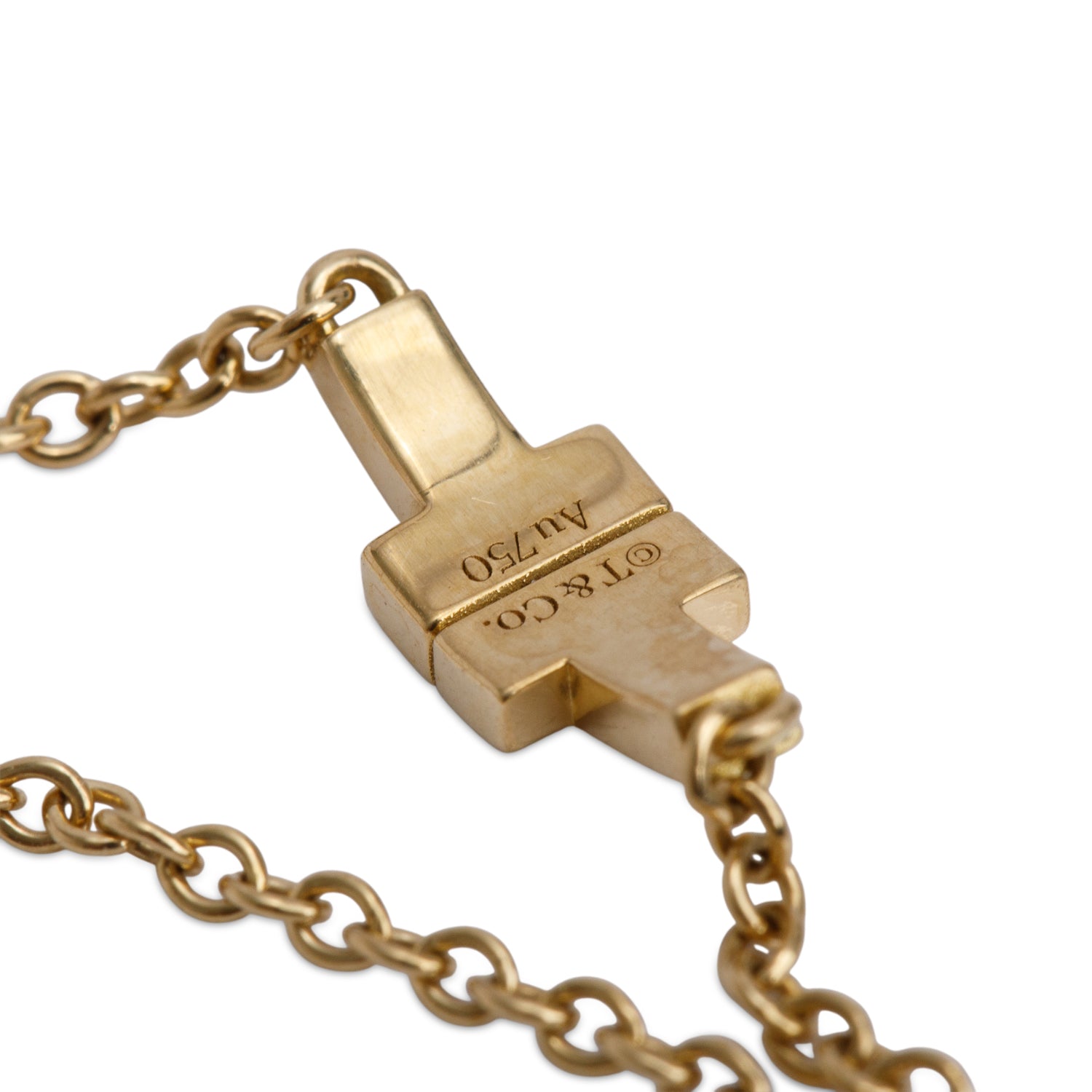 Tiffany & Co. 18k Yellow Gold T Two Chain Ring, Size 6