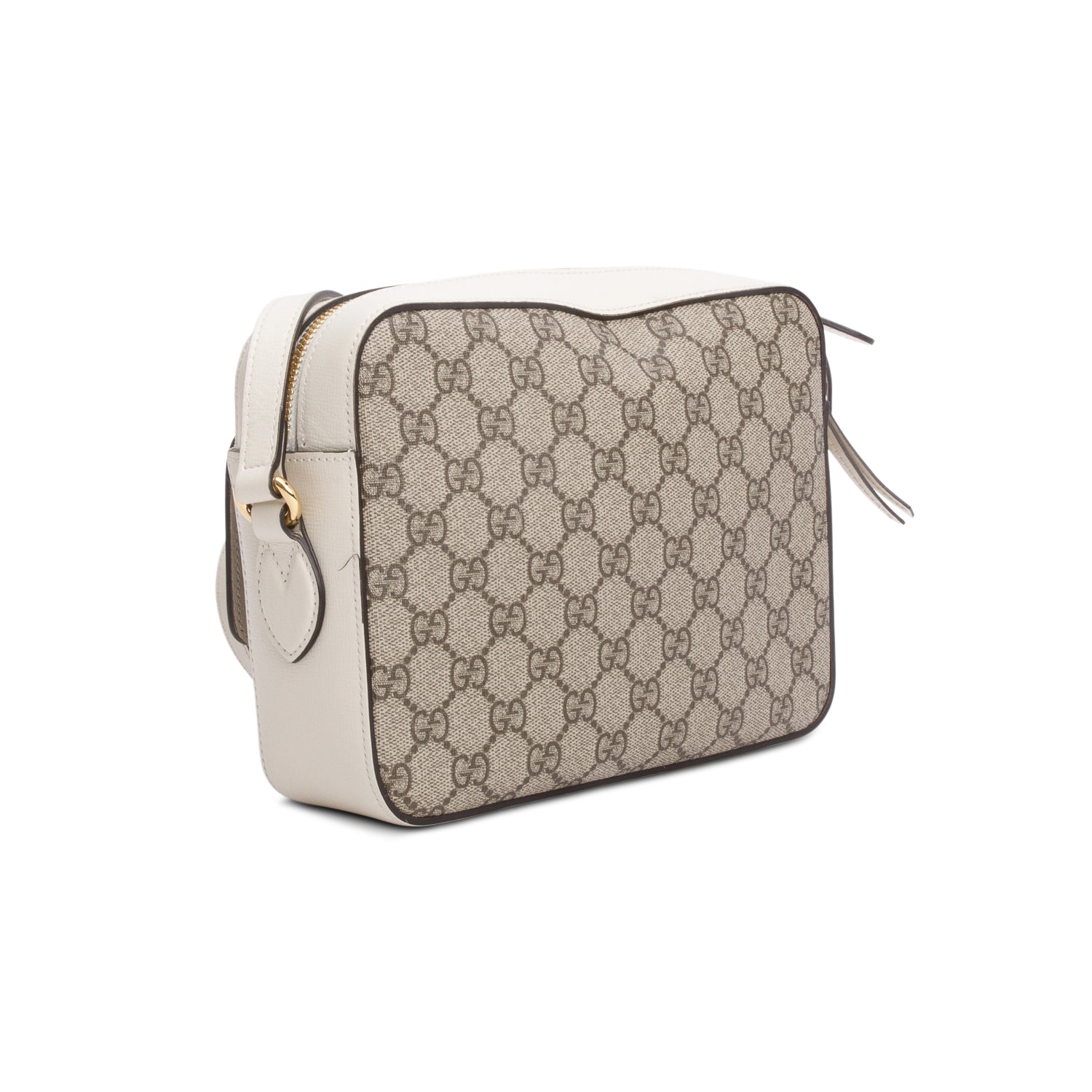 Gucci White GG Supreme Monogram Azalea Calfskin Small Horsebit 1955 Shoulder Bag