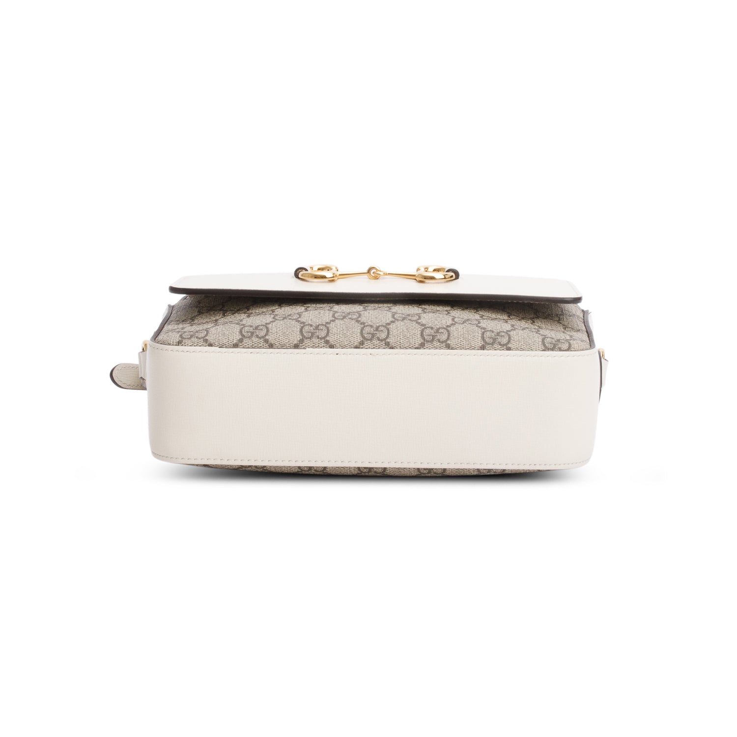 Gucci White GG Supreme Monogram Azalea Calfskin Small Horsebit 1955 Shoulder Bag