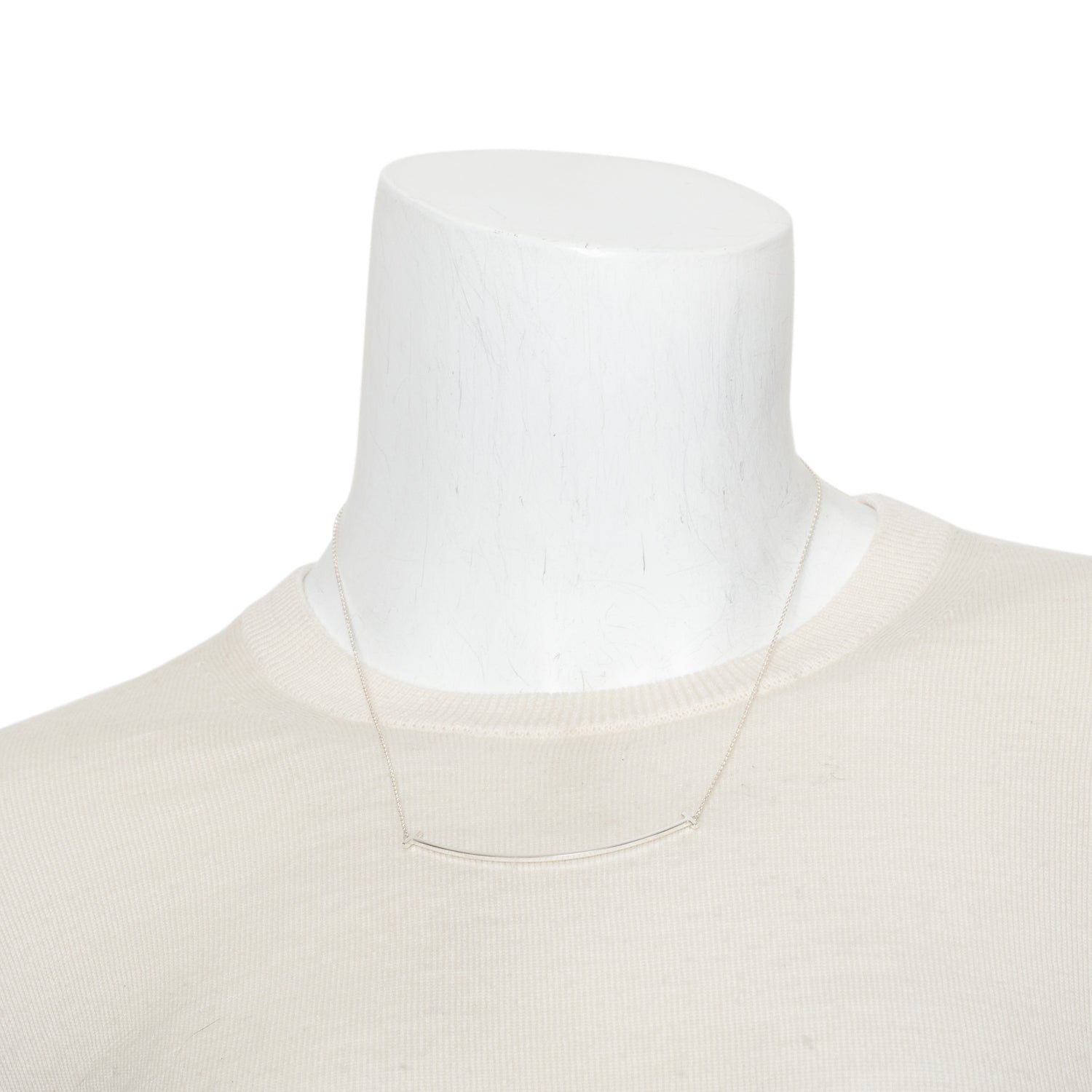 Tiffany & Co. Sterling Silver Large T Smile Pendant Necklace