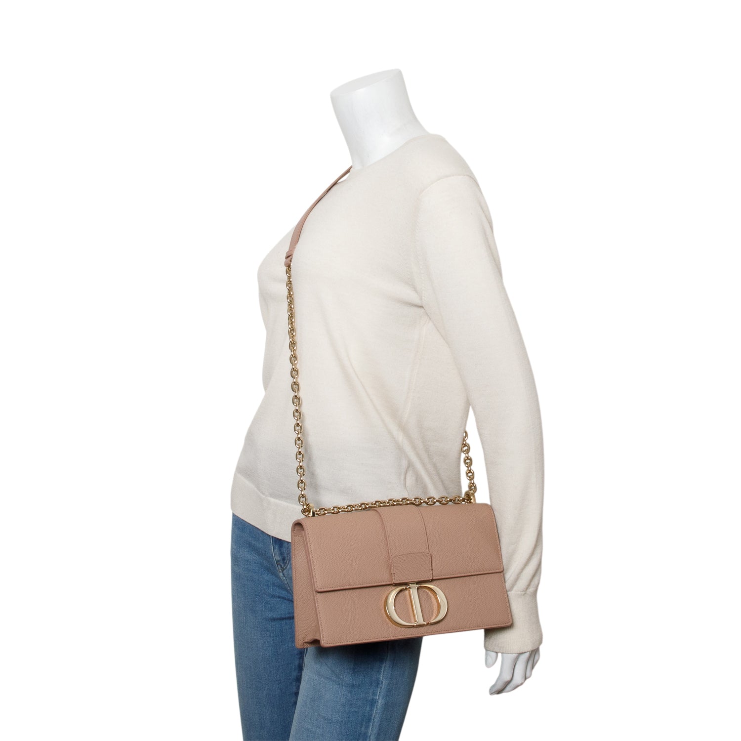 Christian Dior Pink Grained Calfskin 30 Montaigne Flap Bag w/ Box & Authenticity Card