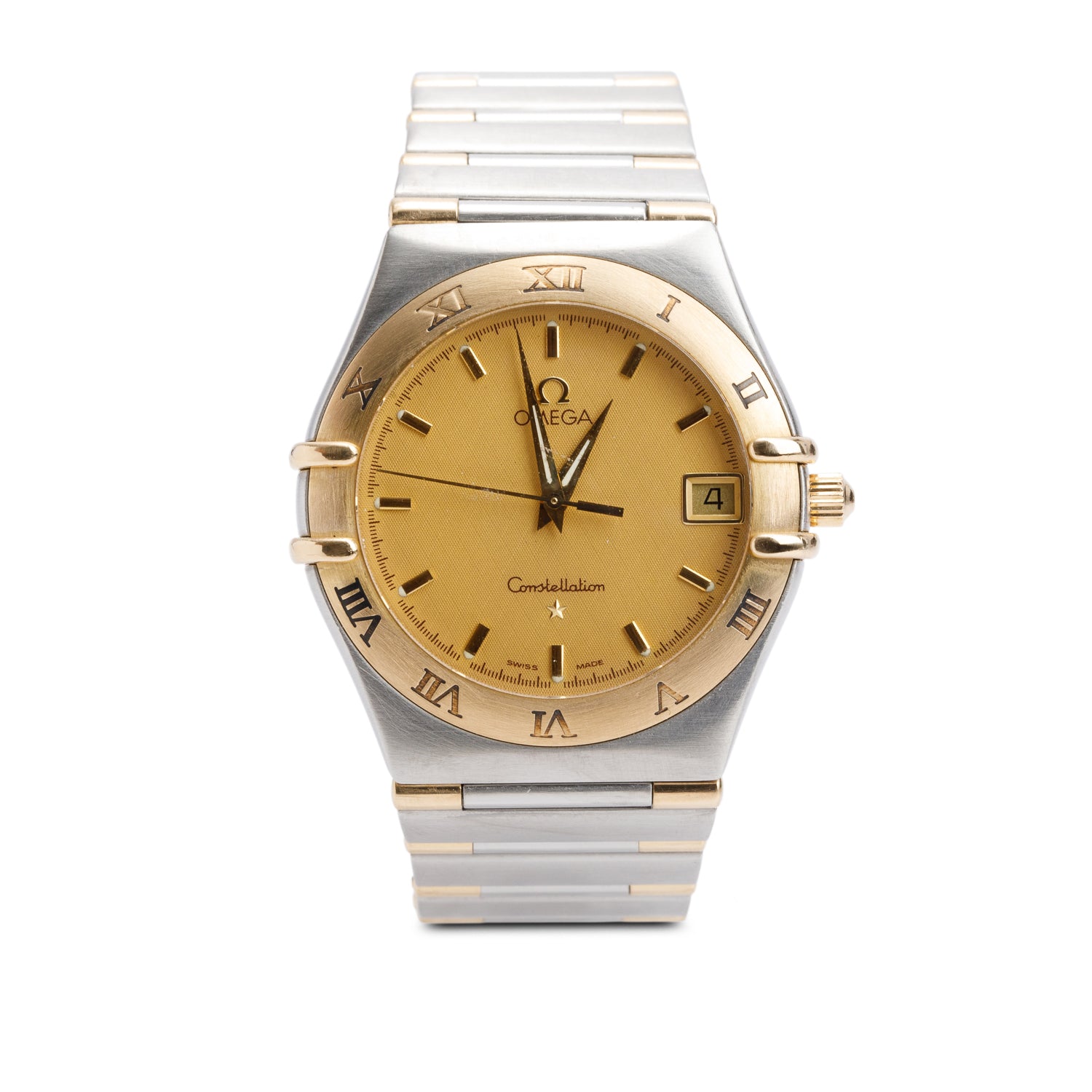 Omega Stainless Steel & 18k Yellow Gold Constellation 33 MM Quartz Watch Gold Dial