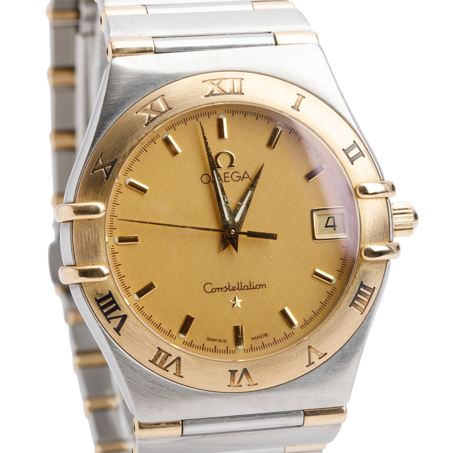 Omega Stainless Steel & 18k Yellow Gold Constellation 33 MM Quartz Watch Gold Dial