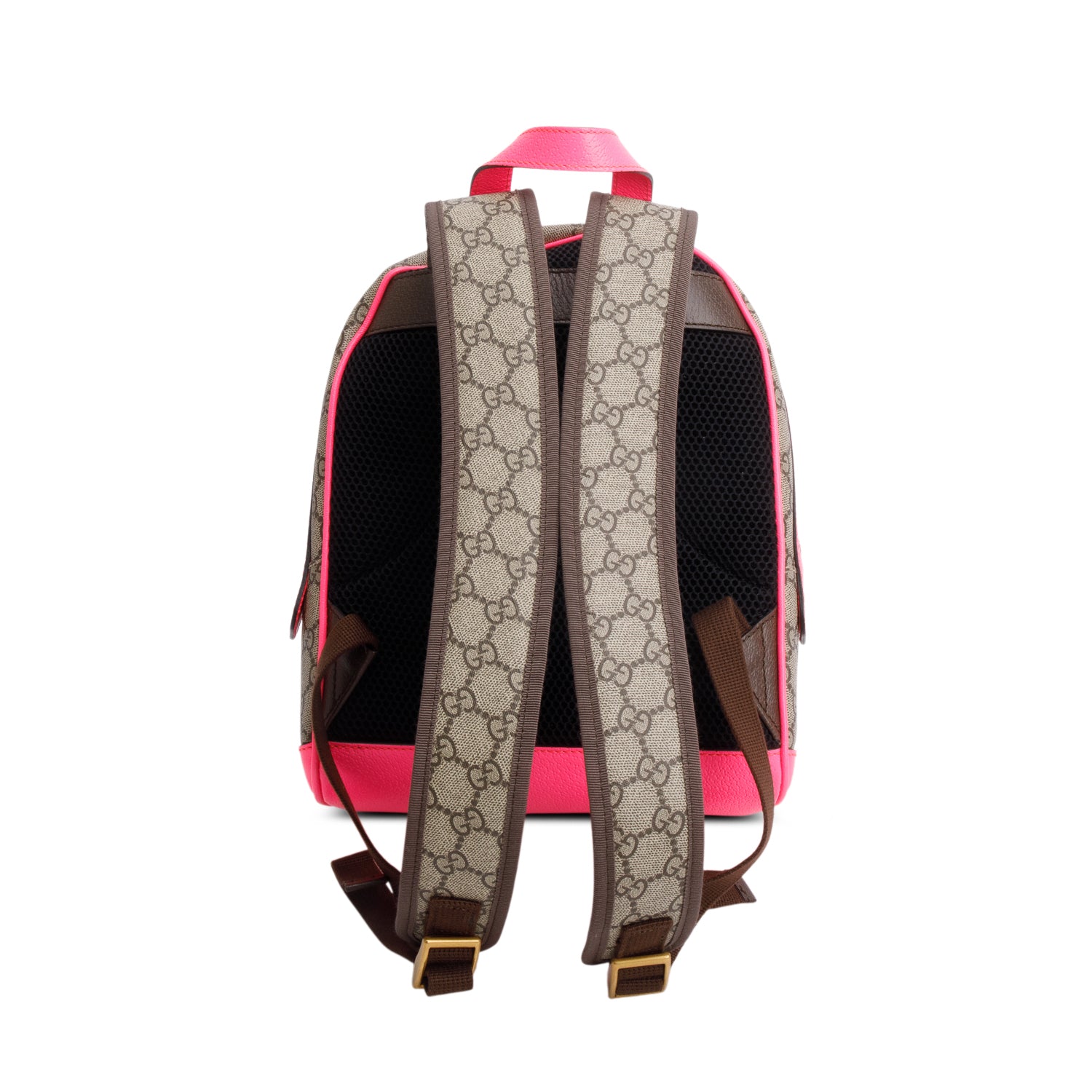 Gucci GG Supreme Monogram Pink Calfskin Web Small Ophidia Day Backpack