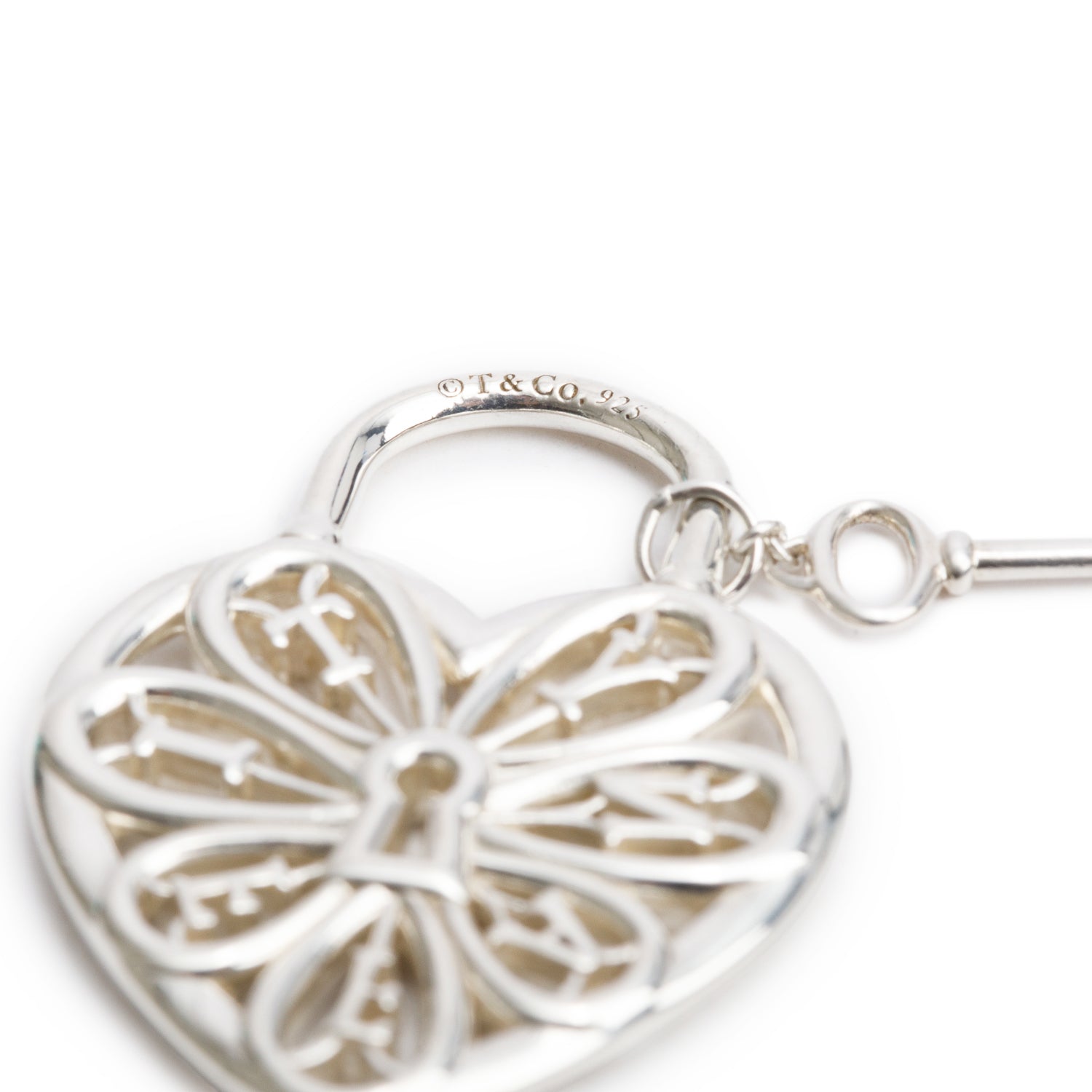 Tiffany & Co. Sterling Silver Filigree Heart Lock & Key Pendant