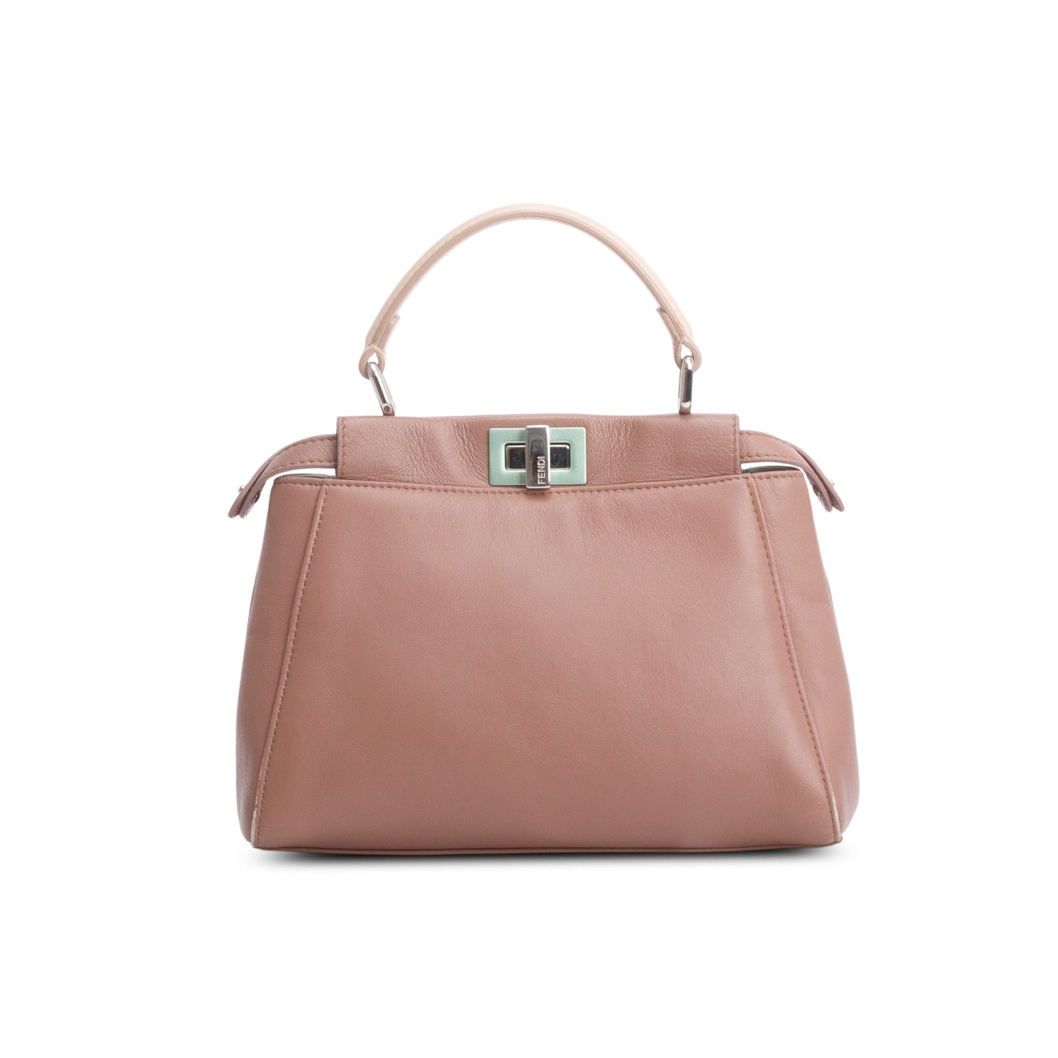 Fendi Pink Nappa Leather Colorblock Mini Peekaboo Iconic Satchel w/ Strap