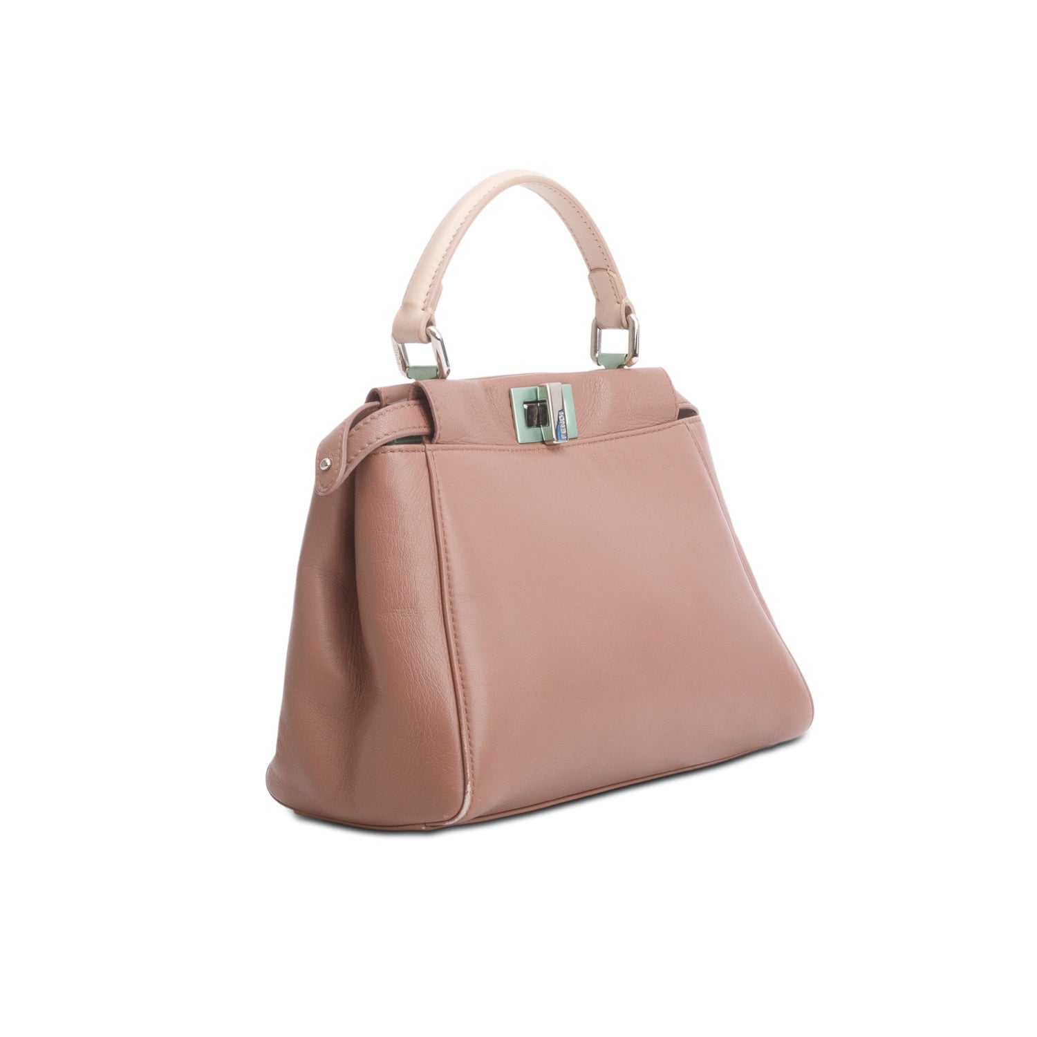 Fendi Pink Nappa Leather Colorblock Mini Peekaboo Iconic Satchel w/ Strap