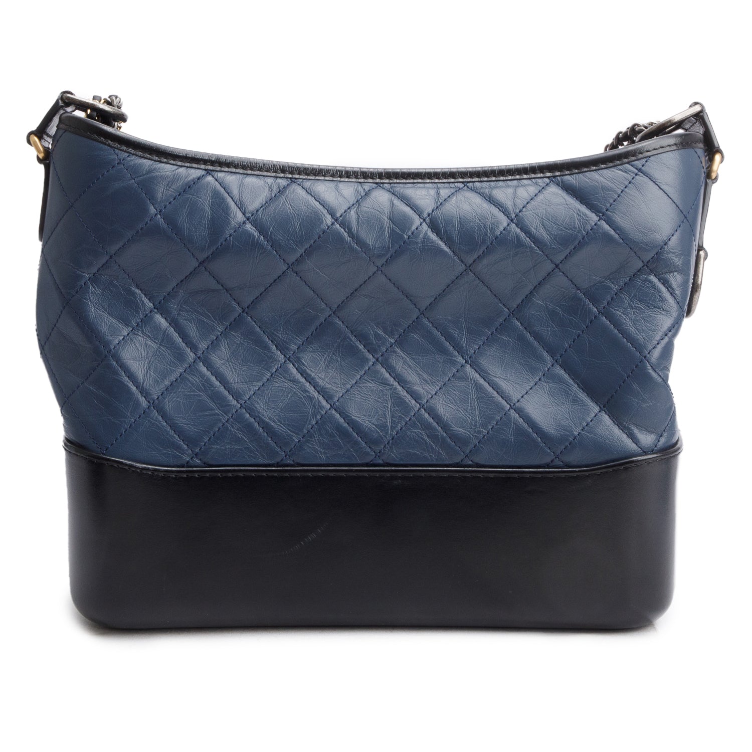 Chanel Blue & Black Aged Calfskin Leather Medium Gabrielle Hobo