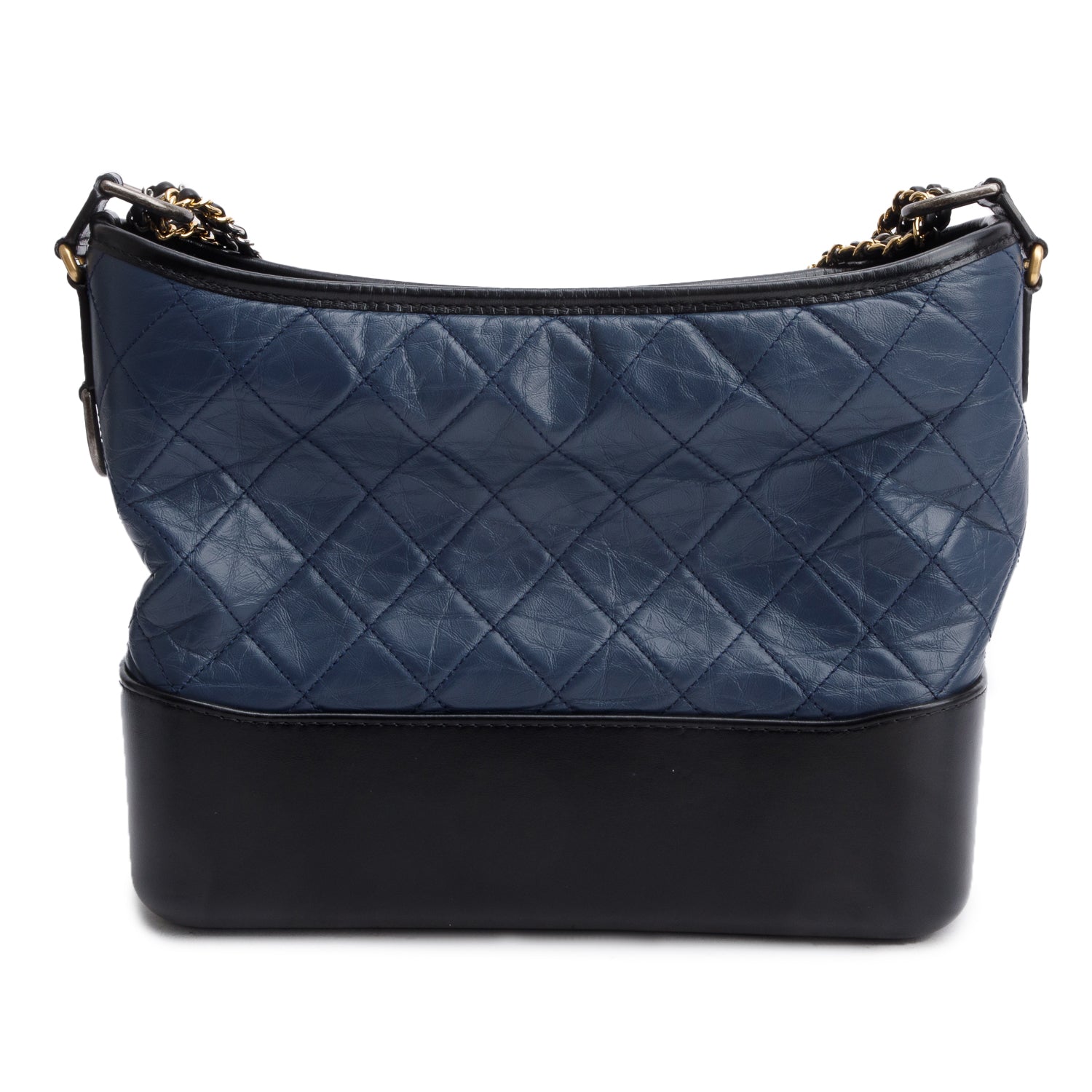 Chanel Blue & Black Aged Calfskin Leather Medium Gabrielle Hobo