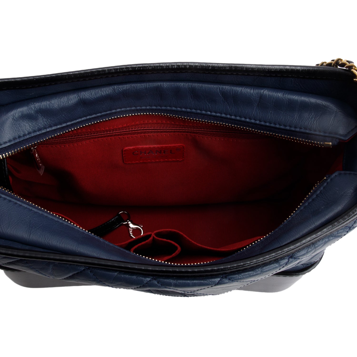 Chanel Blue & Black Aged Calfskin Leather Medium Gabrielle Hobo