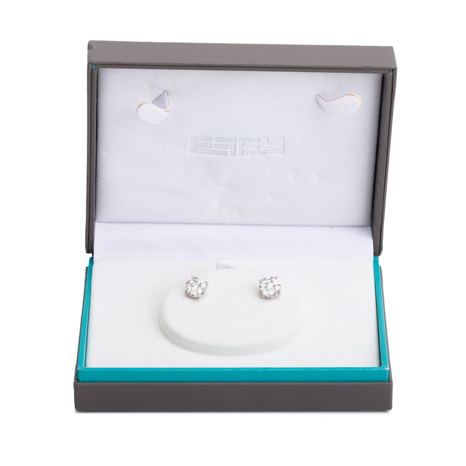 Effy 14k White Gold 1.10 tcw. Diamond Cluster Stud Earrings w/ Box