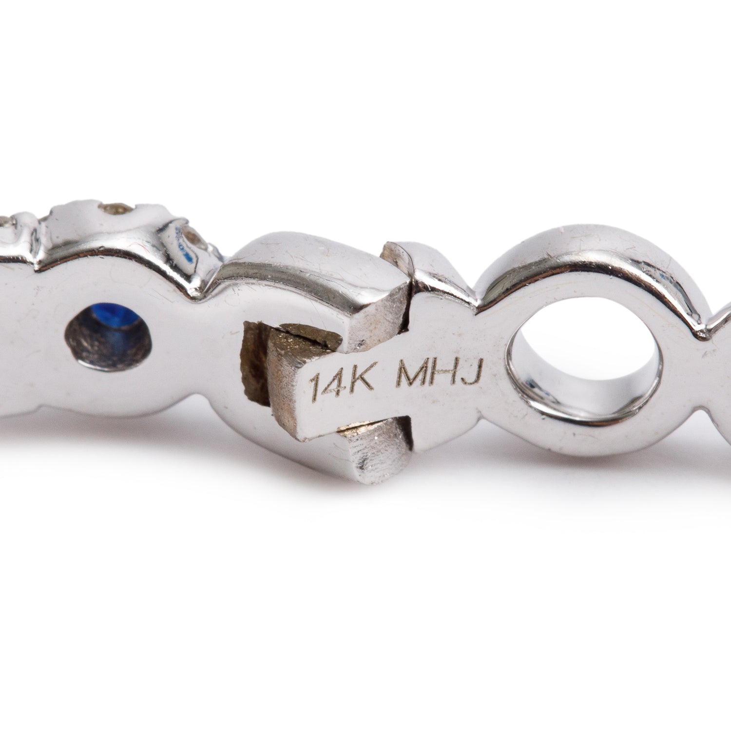 14k White Gold Blue Sapphire & Diamond Hoop Earrings