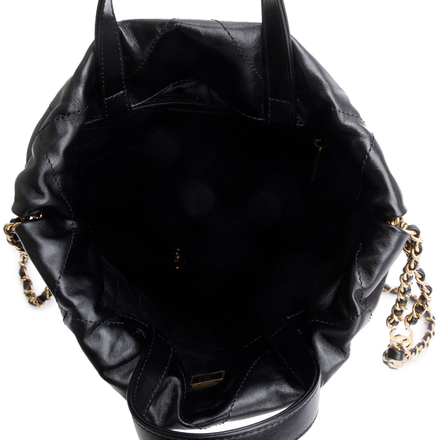 Channel Black Shiny Calfskin Leather 22 Backpack w/ Box