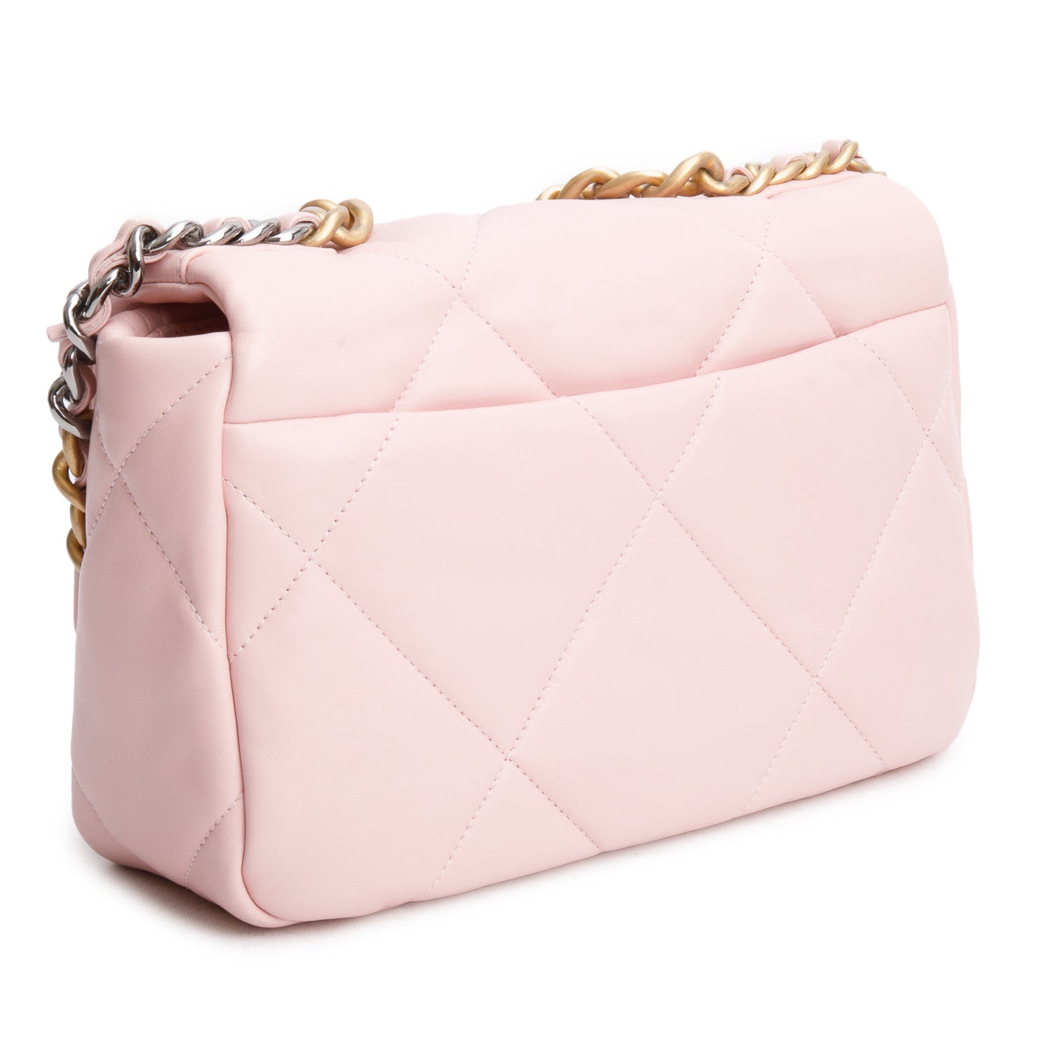 Chanel Pink Quilted Lambskin Leather Medium 19 Flap Bag w/ Box