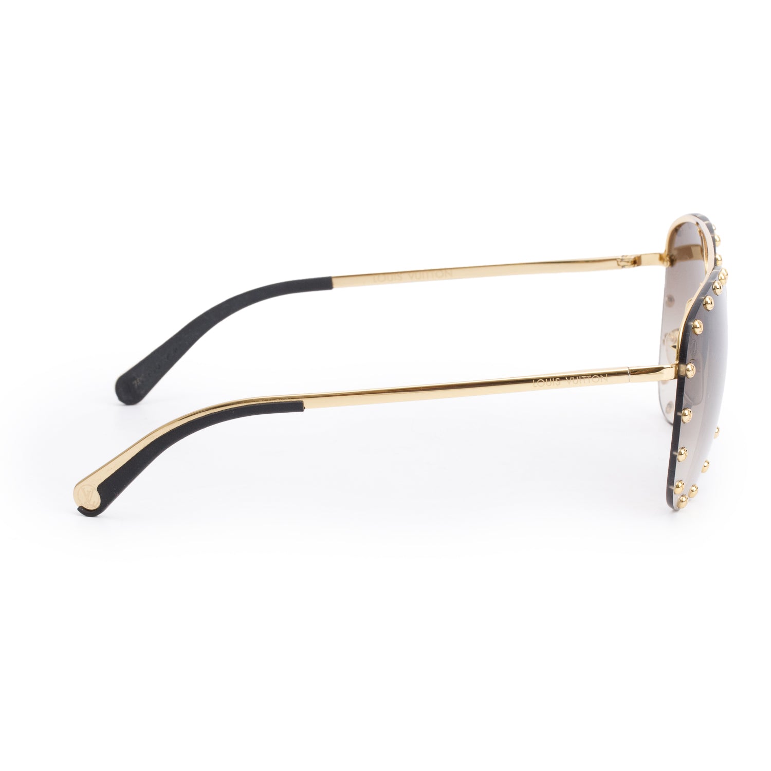 Louis Vuitton Z0926U Gold-Tone Studded The Party Aviator Sunglasses w/ Box & Case