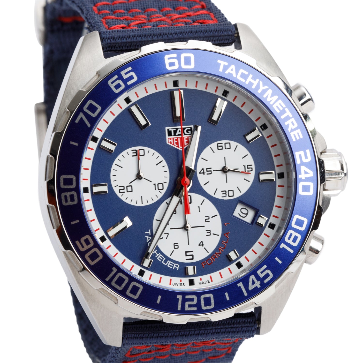 Tag Heuer Red Bull Racing Special Edition Stainless Steel Formula 1 43 MM Quartz Chronograph Watch Blue Dial CAZ1018 w/ Box & Papers