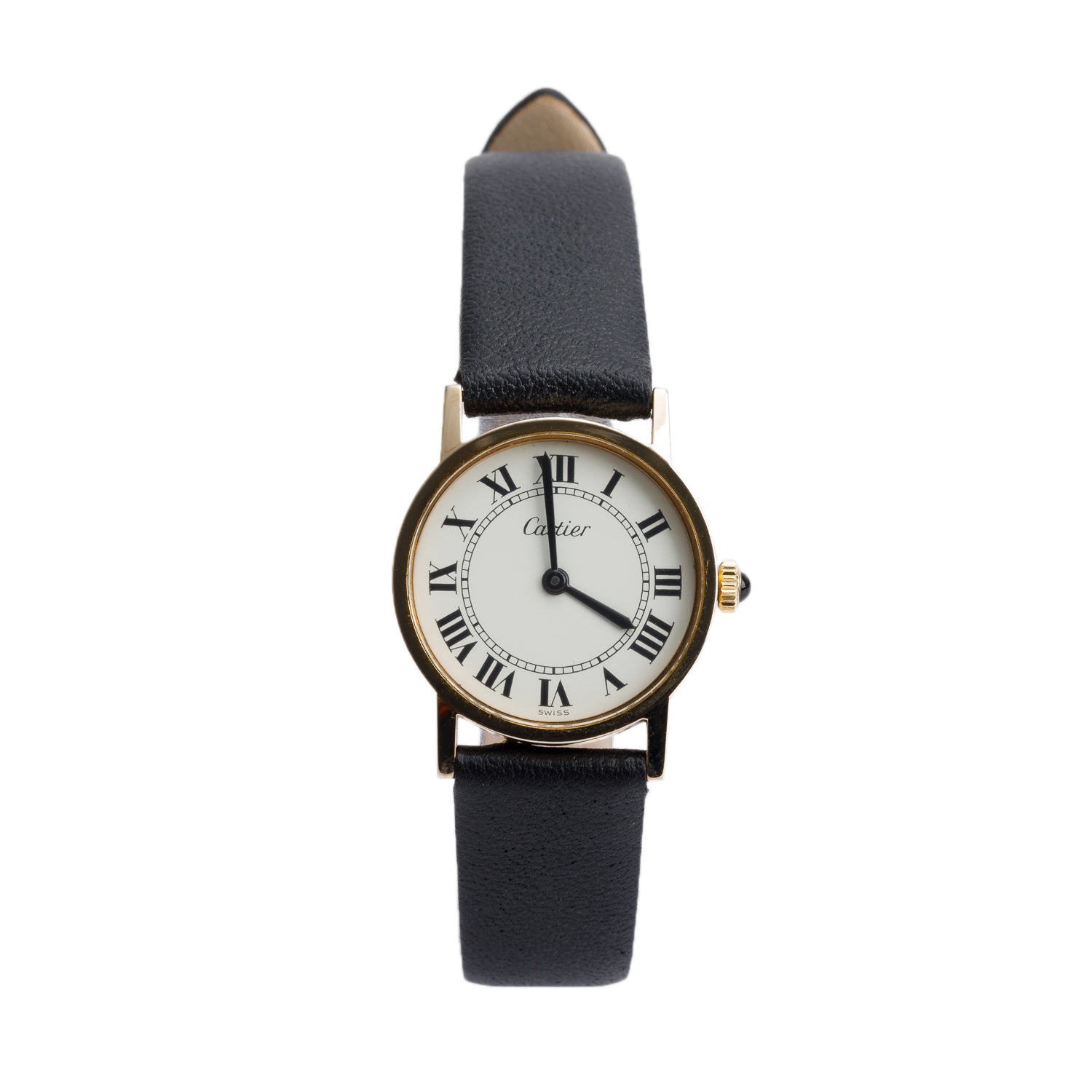 Cartier Vintage Gold Plated Ronde 24 MM Manual Watch White Dial