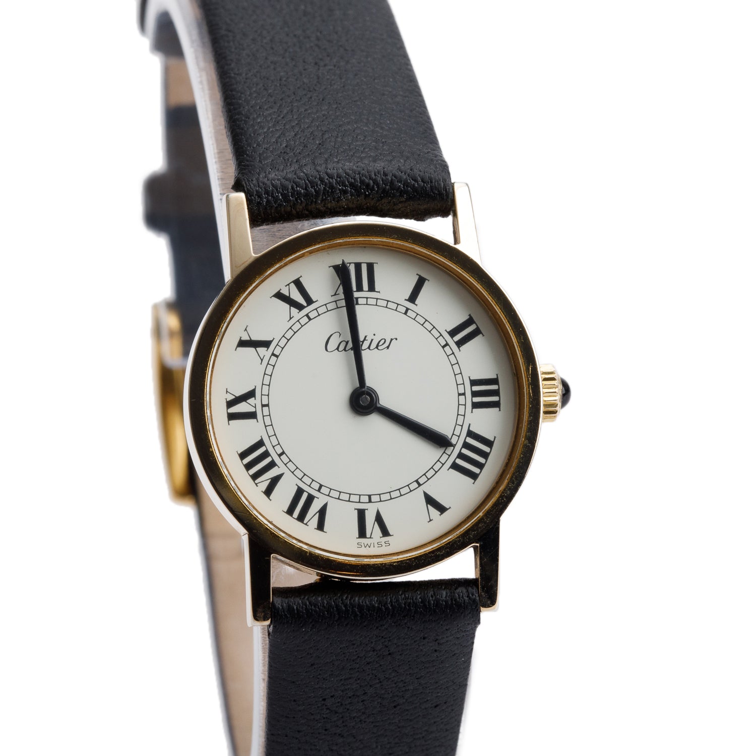 Cartier Vintage Gold Plated Ronde 24 MM Manual Watch White Dial