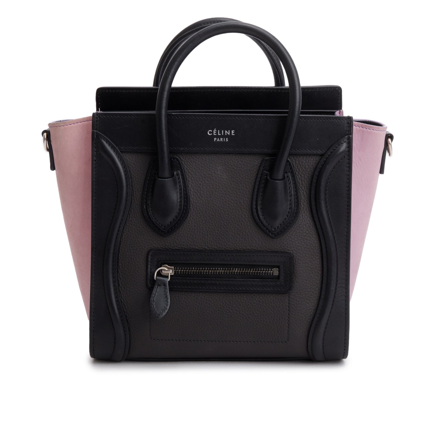 Celine Tri-Color Calfskin Leather Nano Luggage Tote w/ Strap