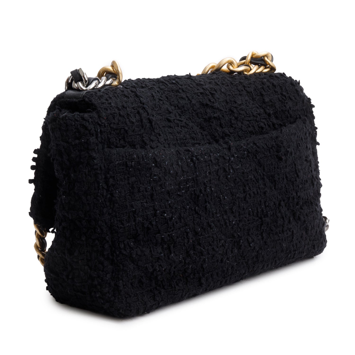 Chanel 2020 Black Tweed Quilted Medium Chanel 19 Flap w/ Authenticity Card