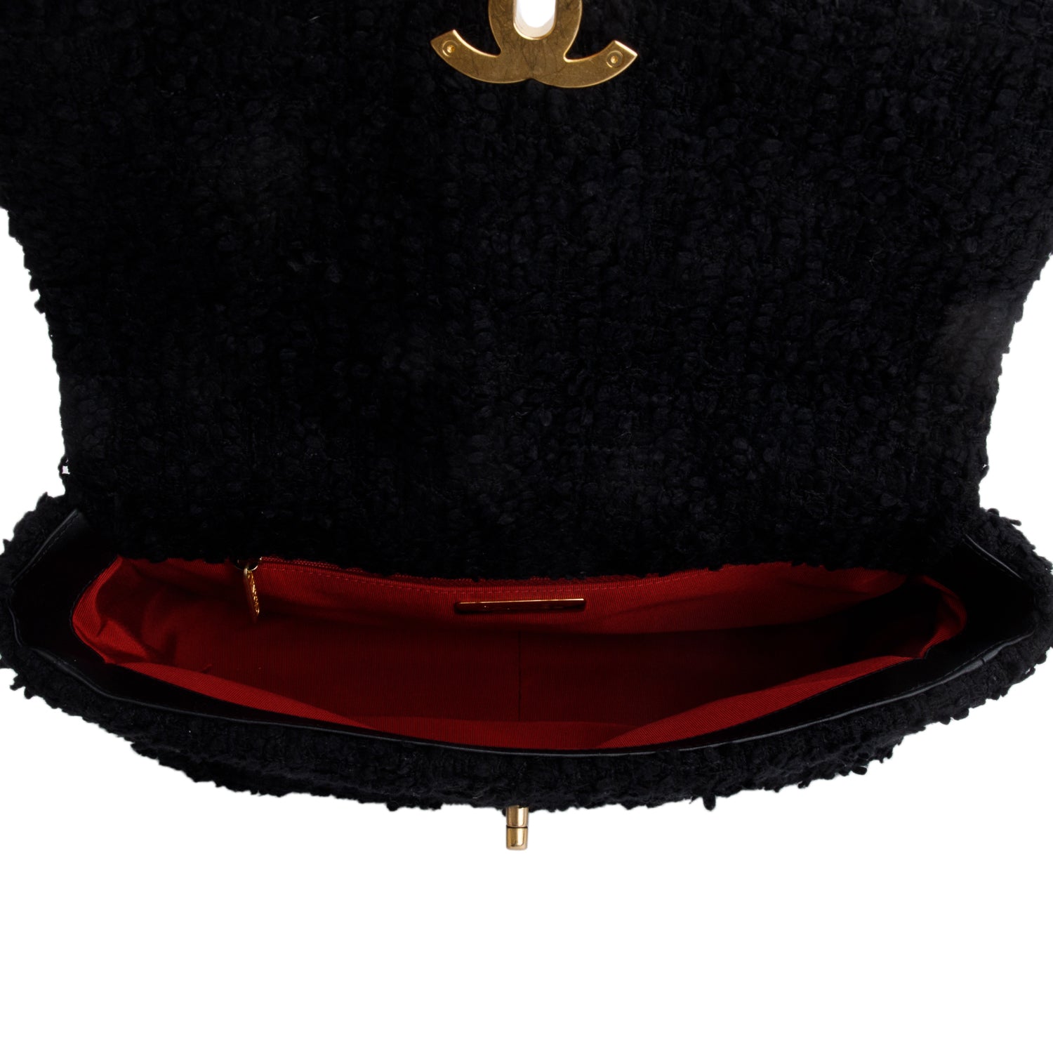 Chanel 2020 Black Tweed Quilted Medium Chanel 19 Flap w/ Authenticity Card