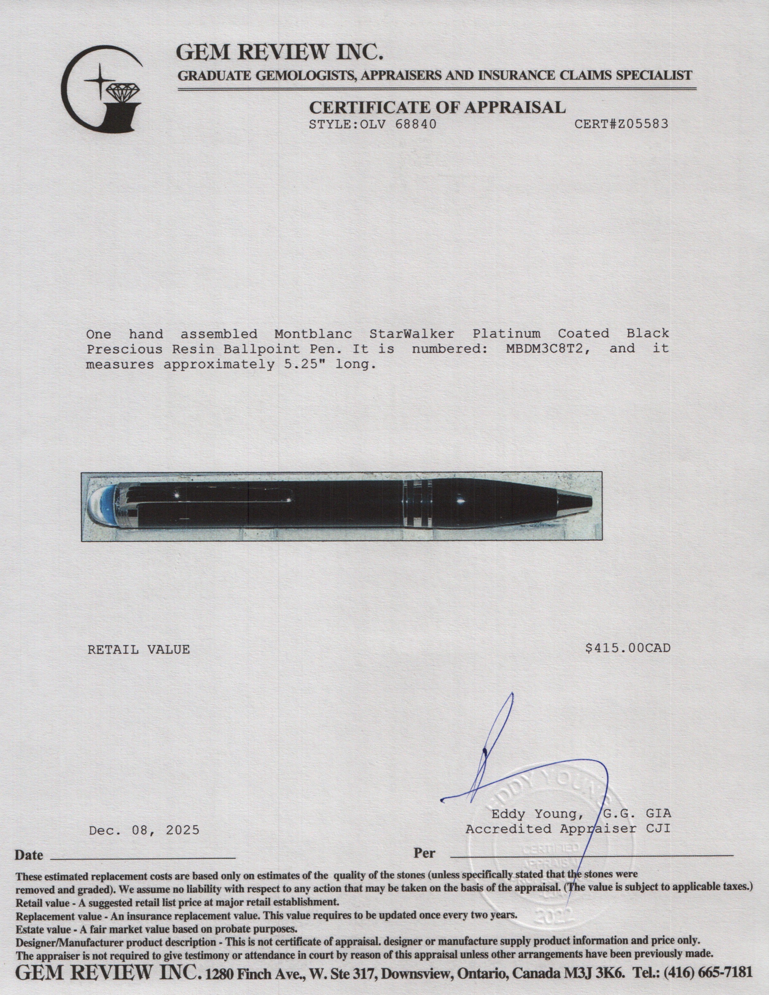 Montblanc StarWalker Platinum Coated Black Prescious Resin Ballpoint Pen w/ Box