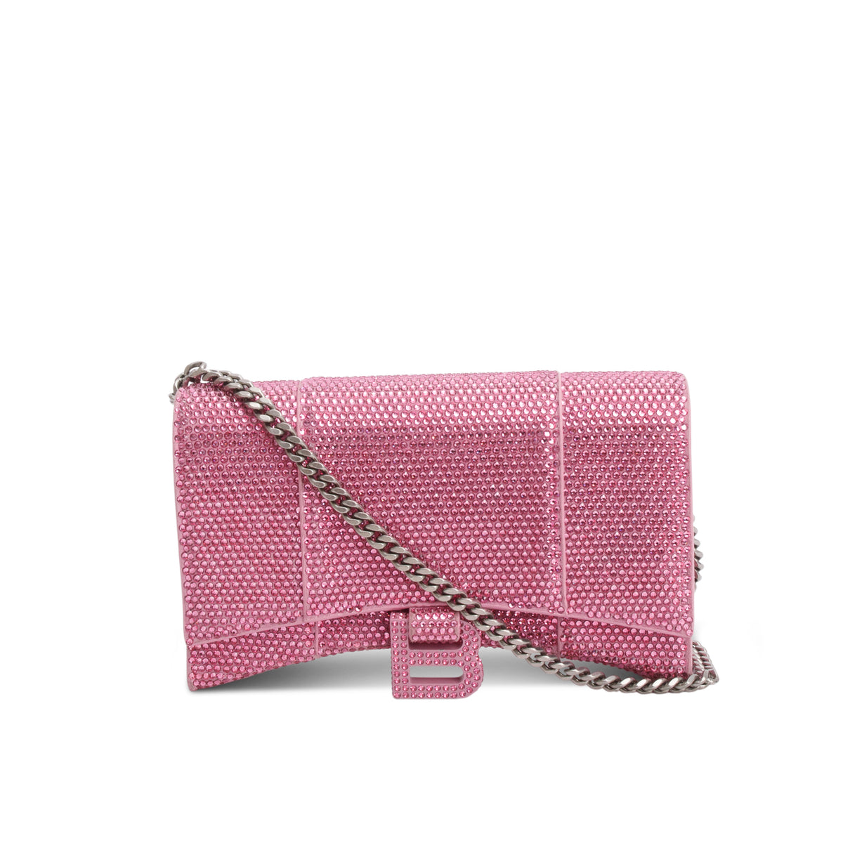 Balenciaga Pink Rhinestone Hourglass Wallet on Chain – OLIVER'S