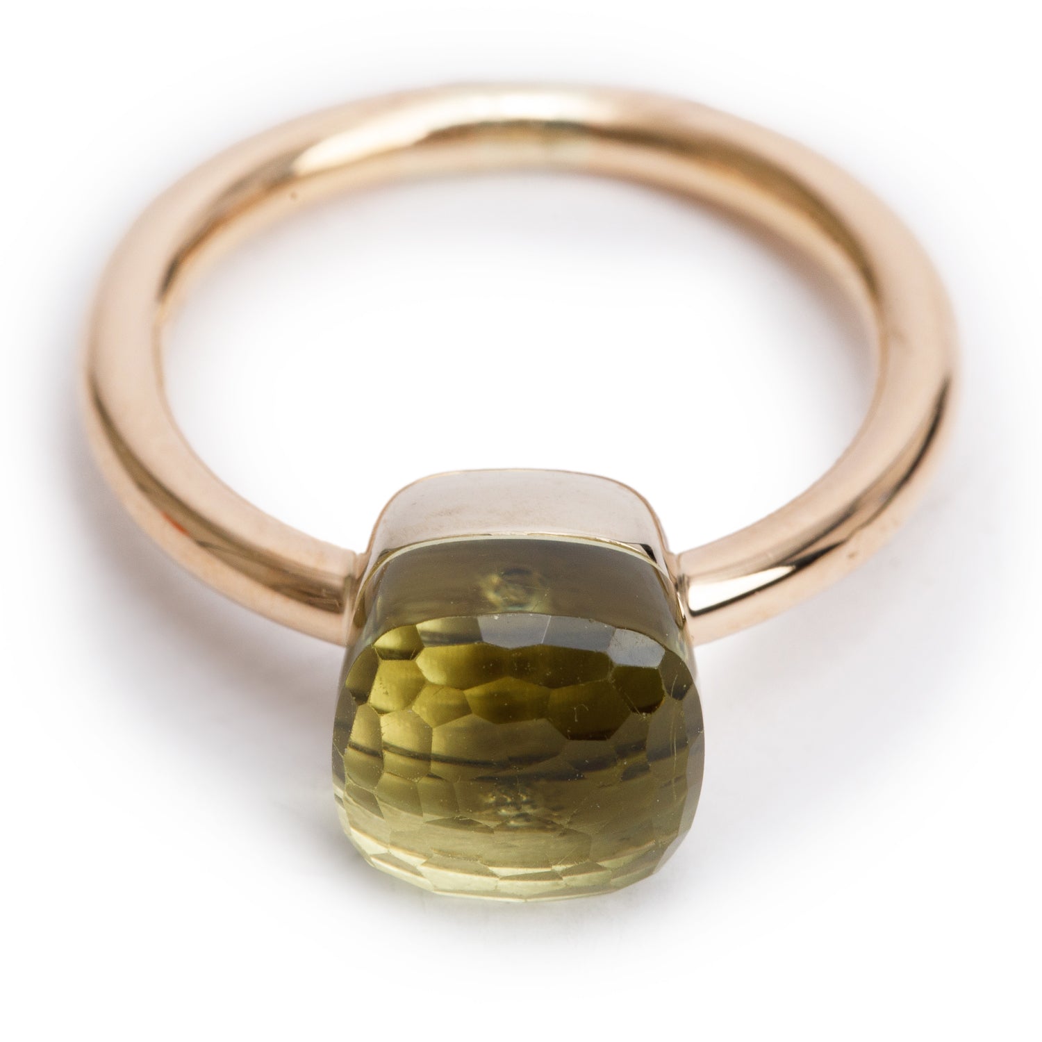 Pomellato 18k Rose Gold Lemon Quartz Nudo Petit Ring, Size 5 w/ Box