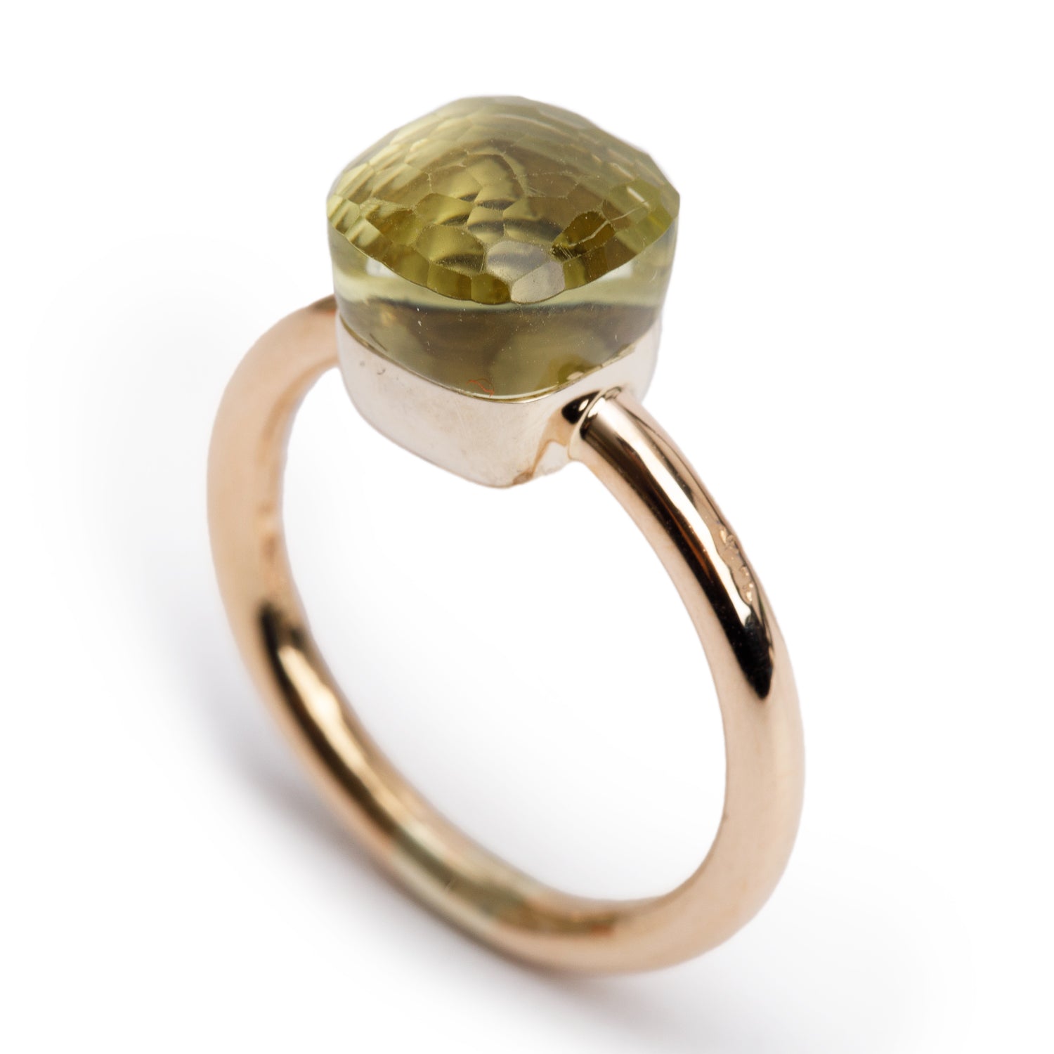 Pomellato 18k Rose Gold Lemon Quartz Nudo Petit Ring, Size 5 w/ Box