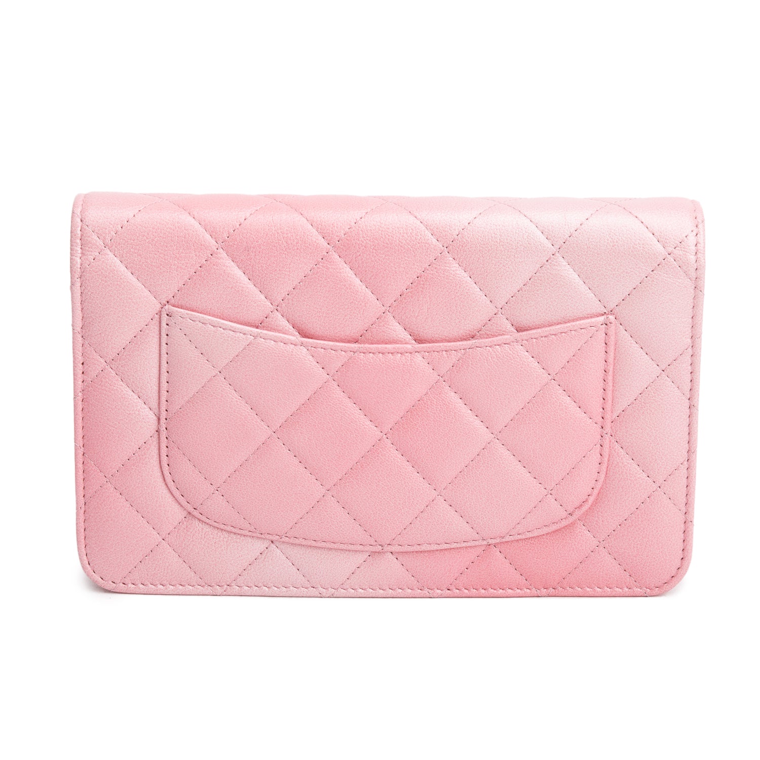 Chanel Pink Cloudy Pearly Goatskin Quilted Wallet on Chain